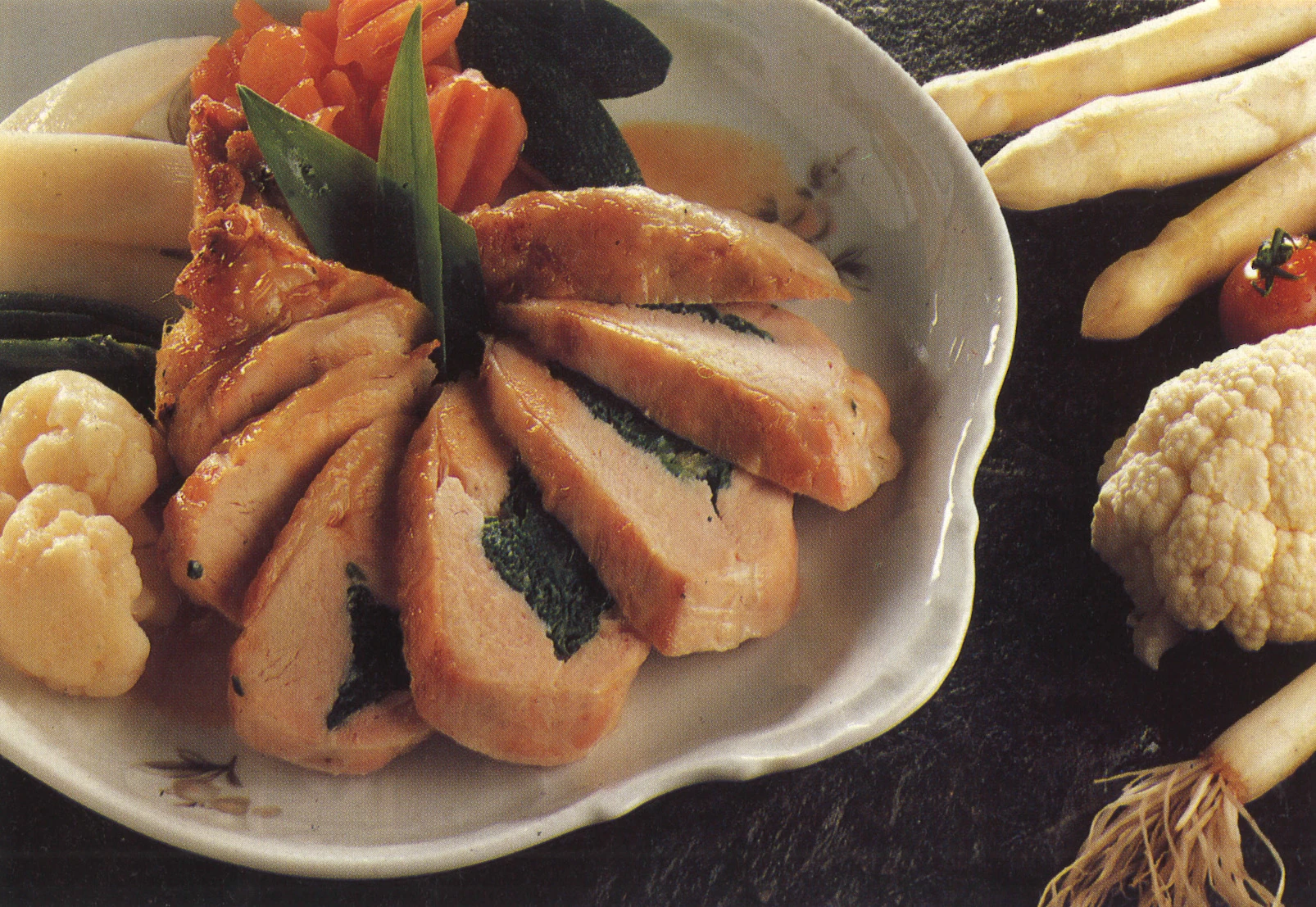 Mit Bärlauch und Spinat gefüllte Hühnerbrust