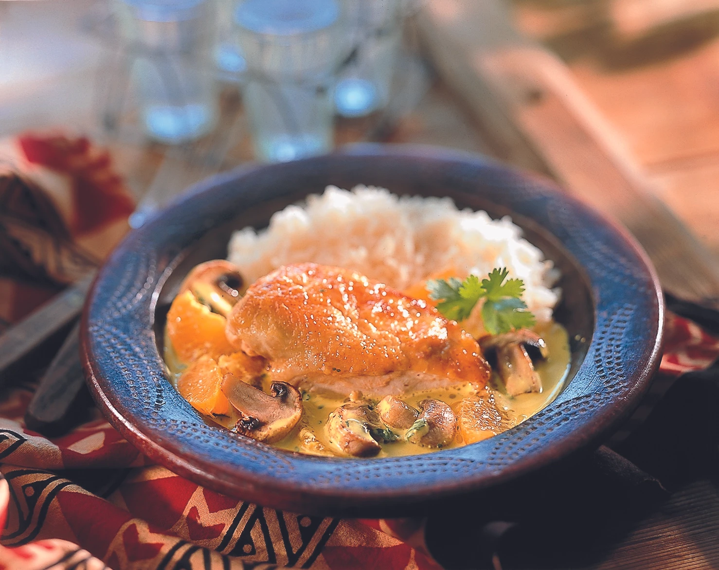 Kreolisches Hendl mit Orangensauce