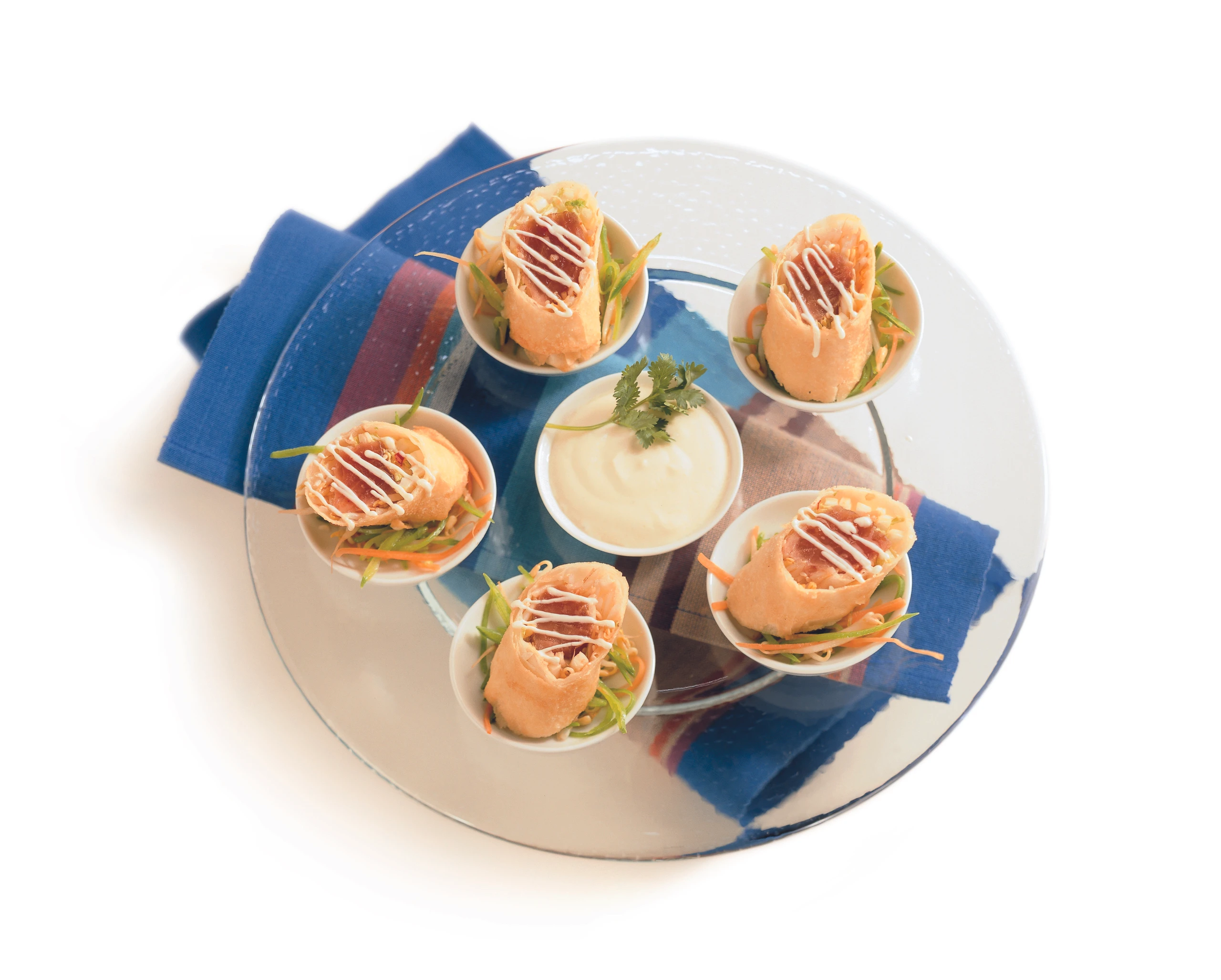 Knusprige Thunfischrollen mit Wasabisauce