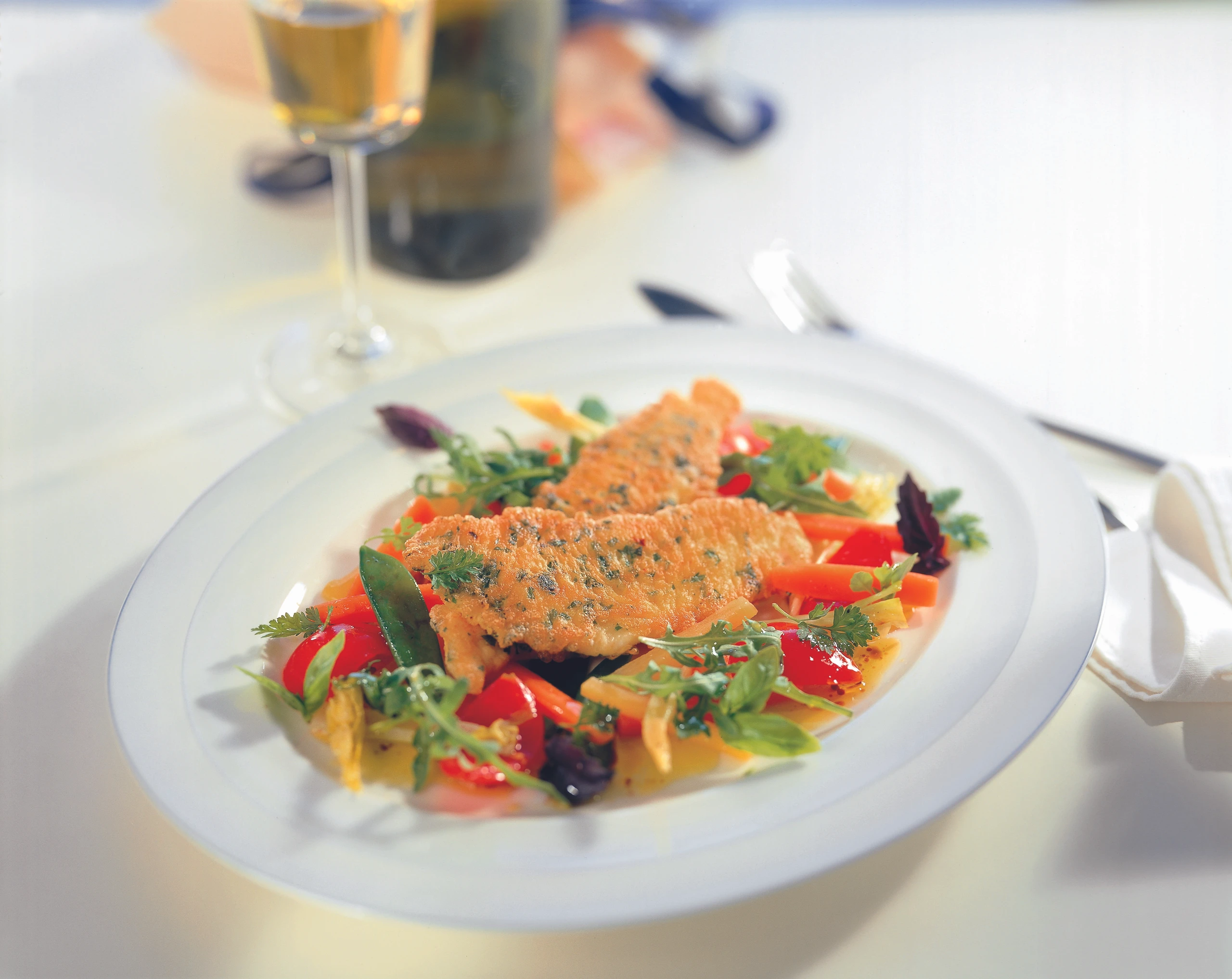 Schollenfilets in Kräuterpanade