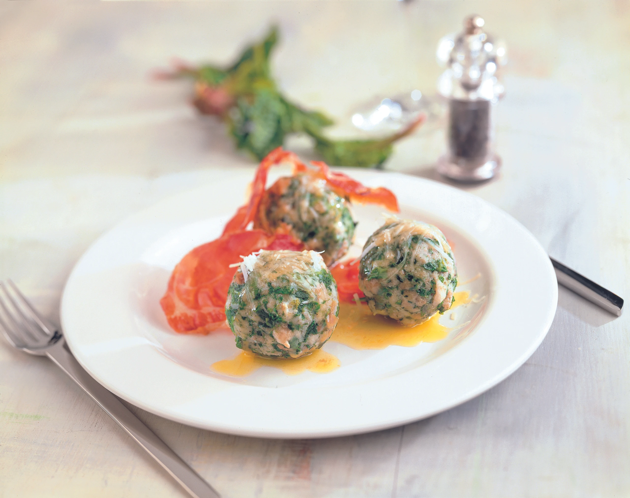 Spinatknöderl mit Schinken