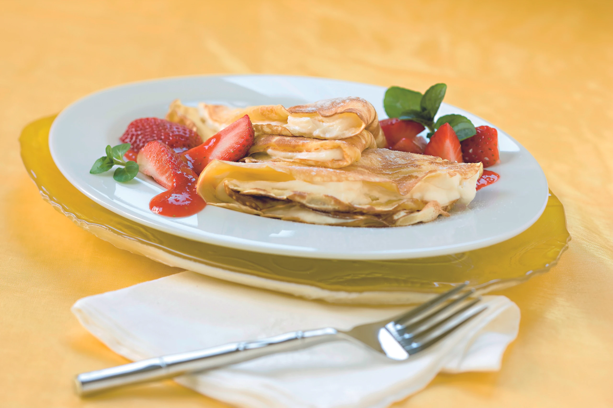 Crêpes mit Topfenfülle