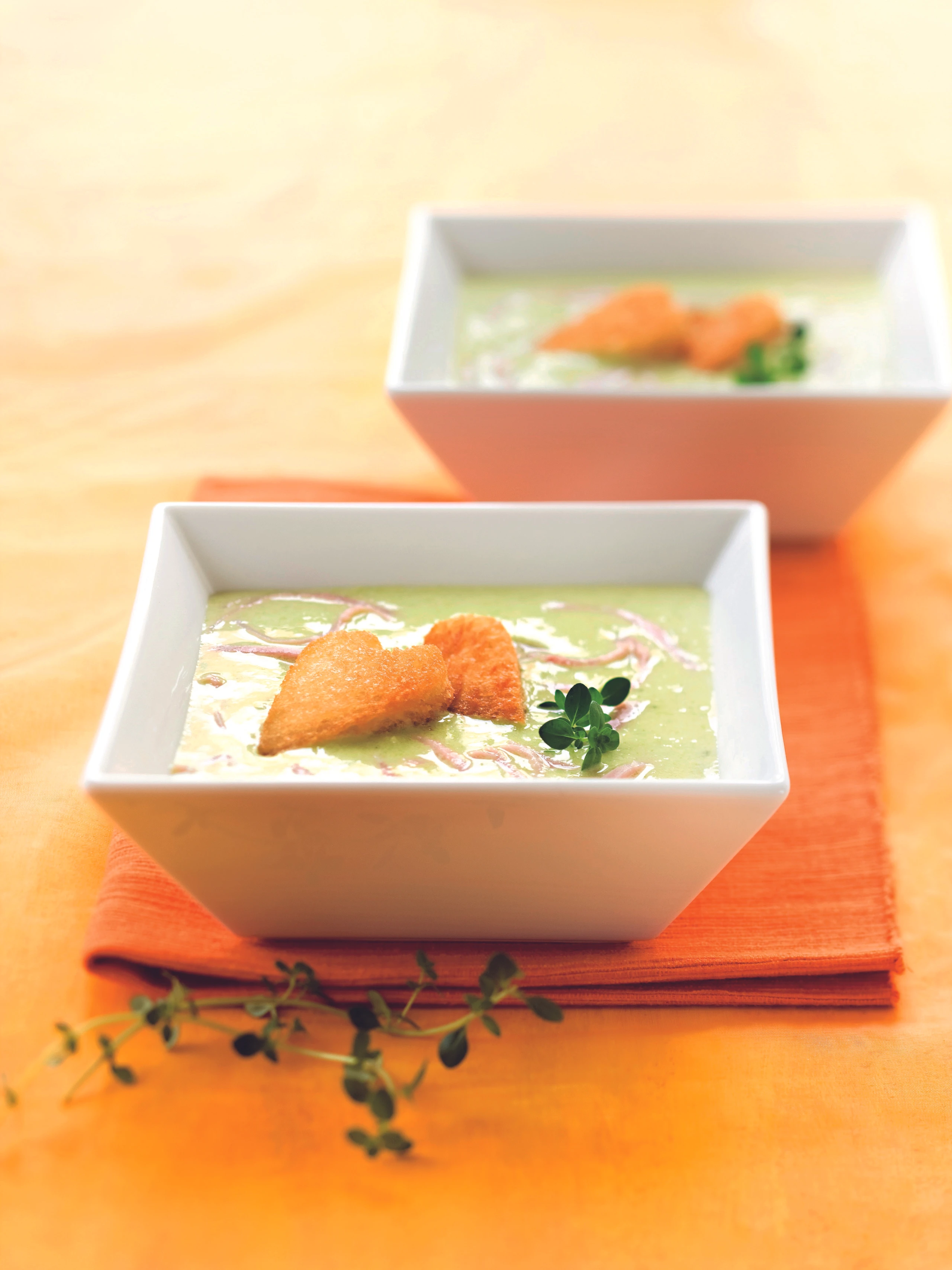 Lauchsuppe mit Schinken