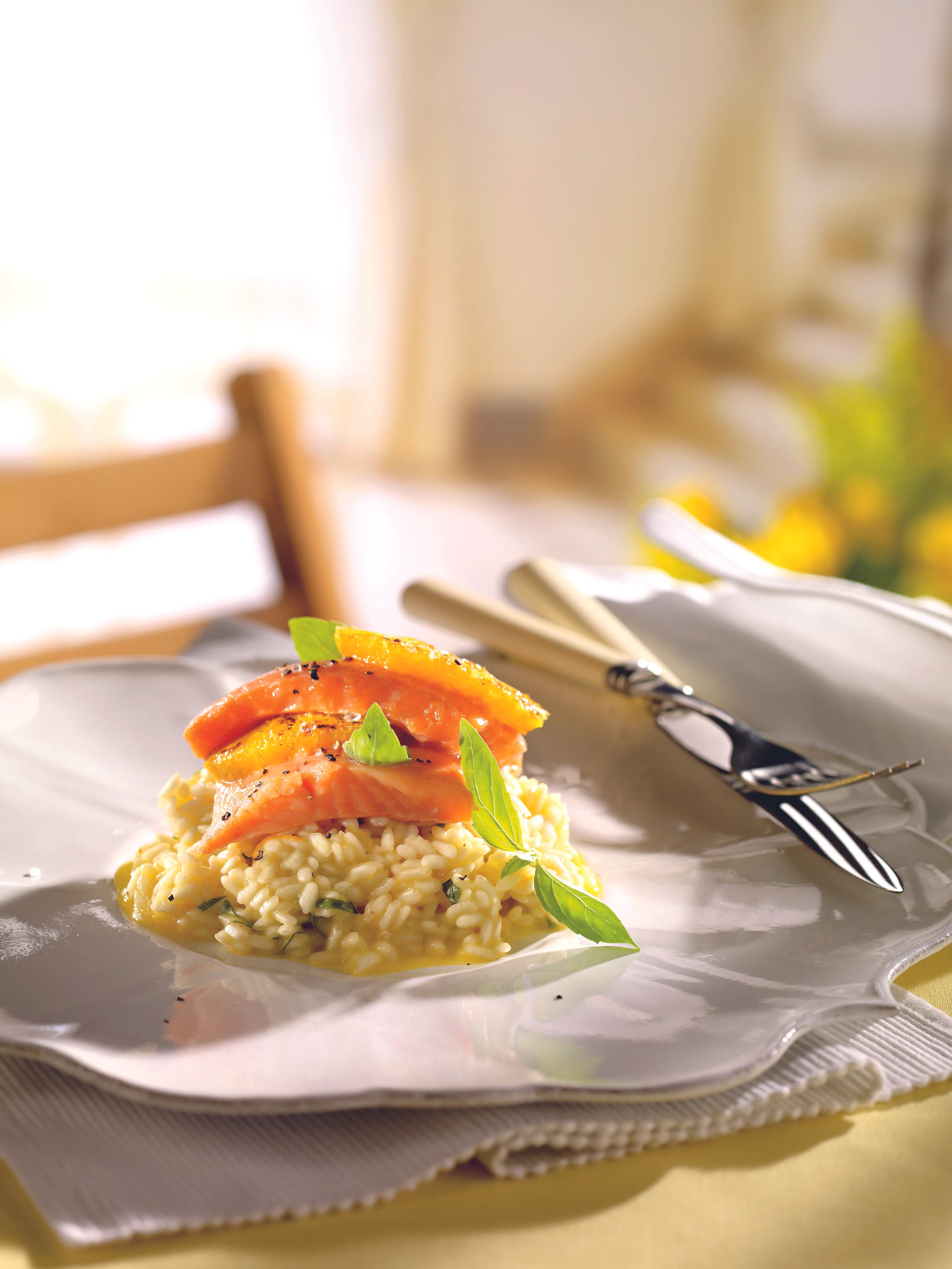 Lachs auf Orangenrisotto
