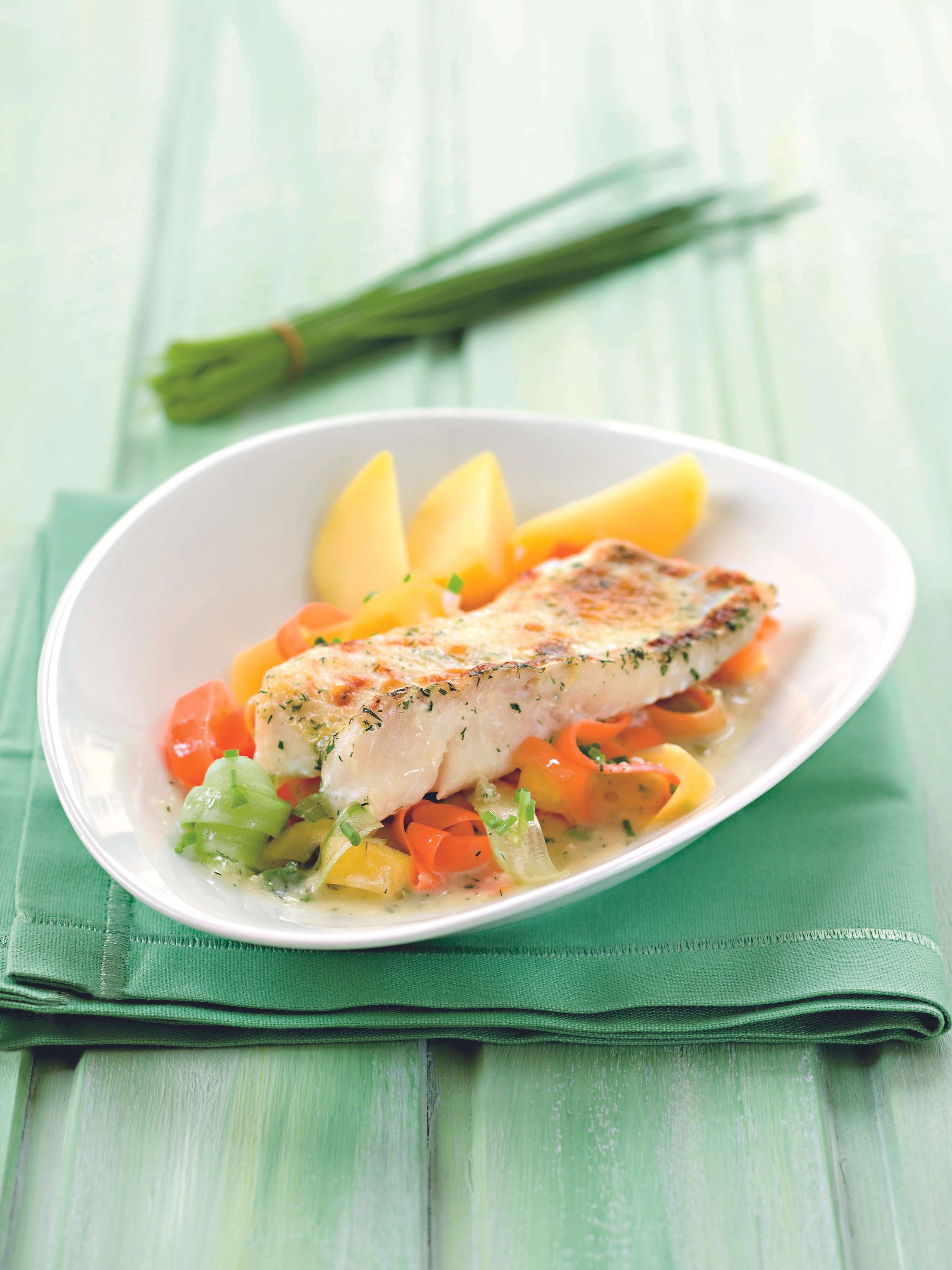 Überbackenes Barschfilet