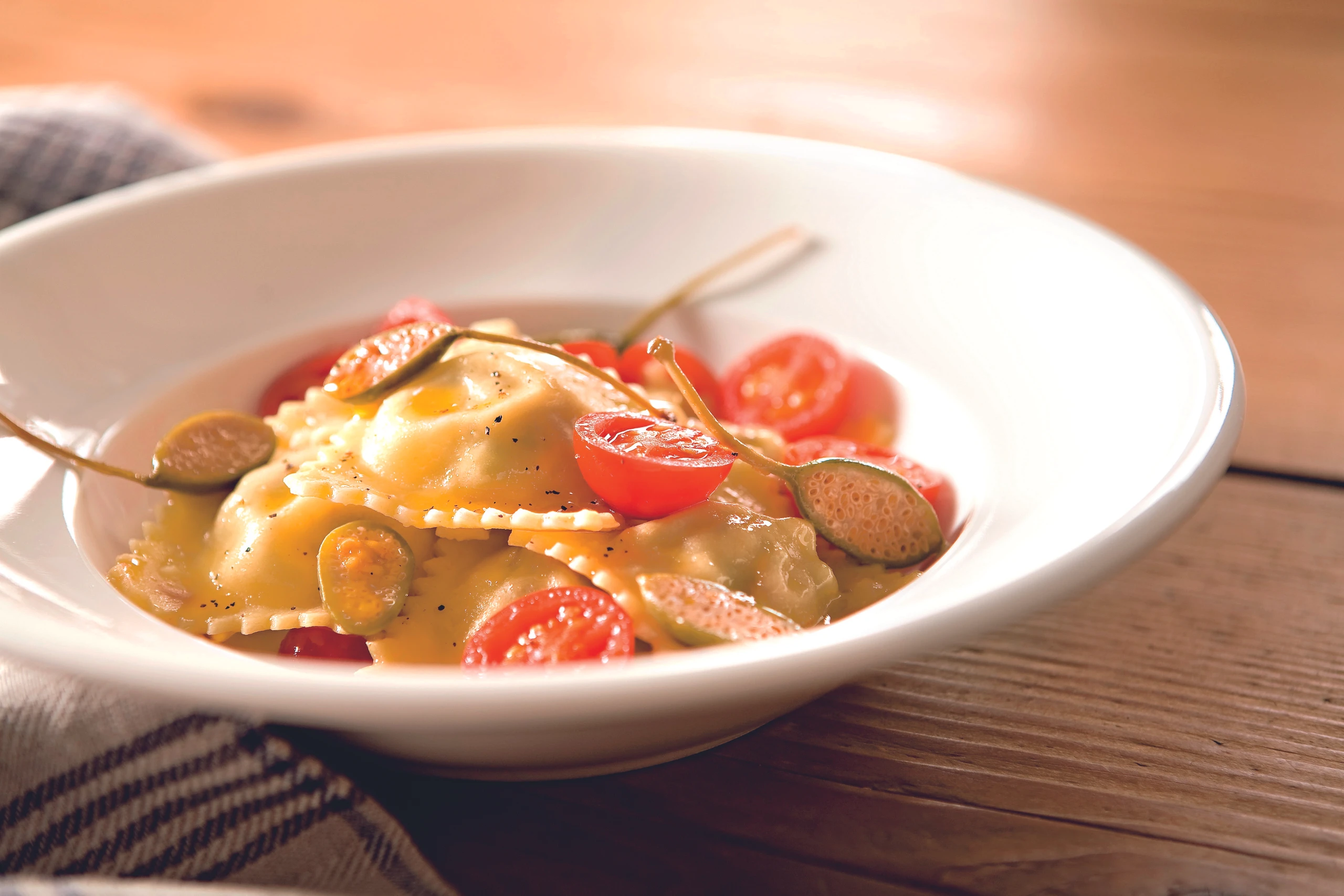Fleisch-Ravioli mit Schmelztomaten