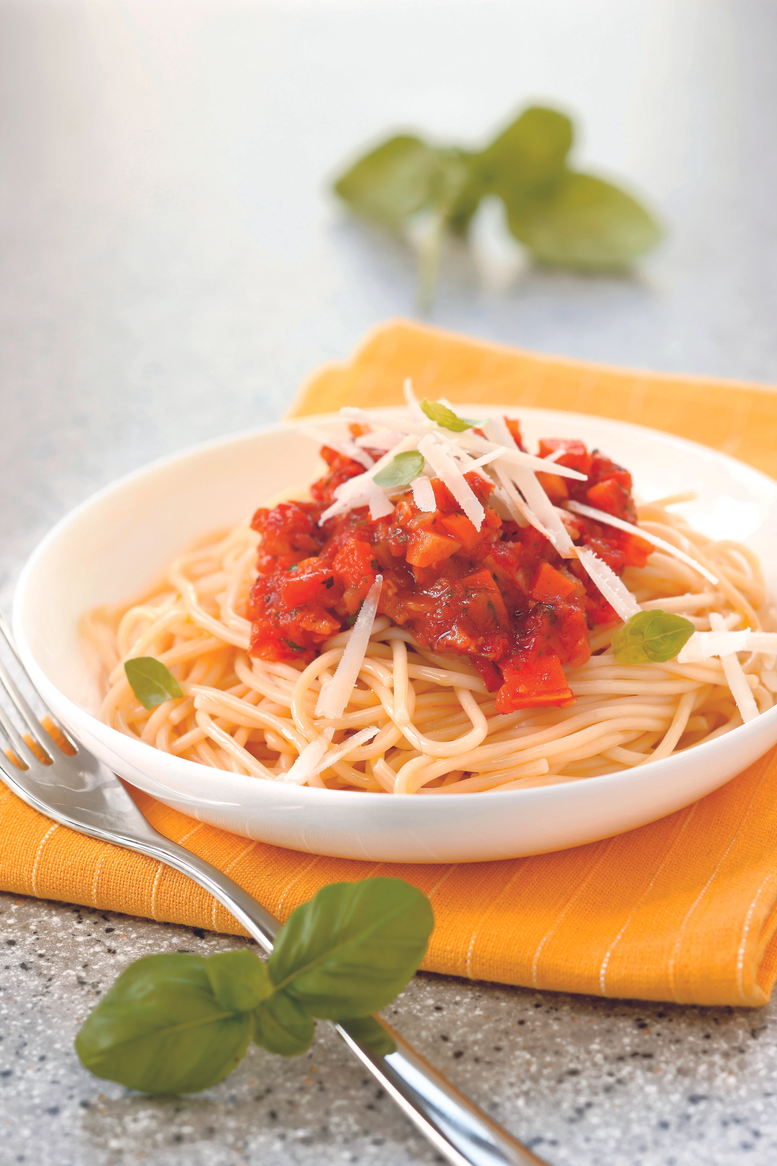 Spaghetti mit paradeisiger Gemüsesauce