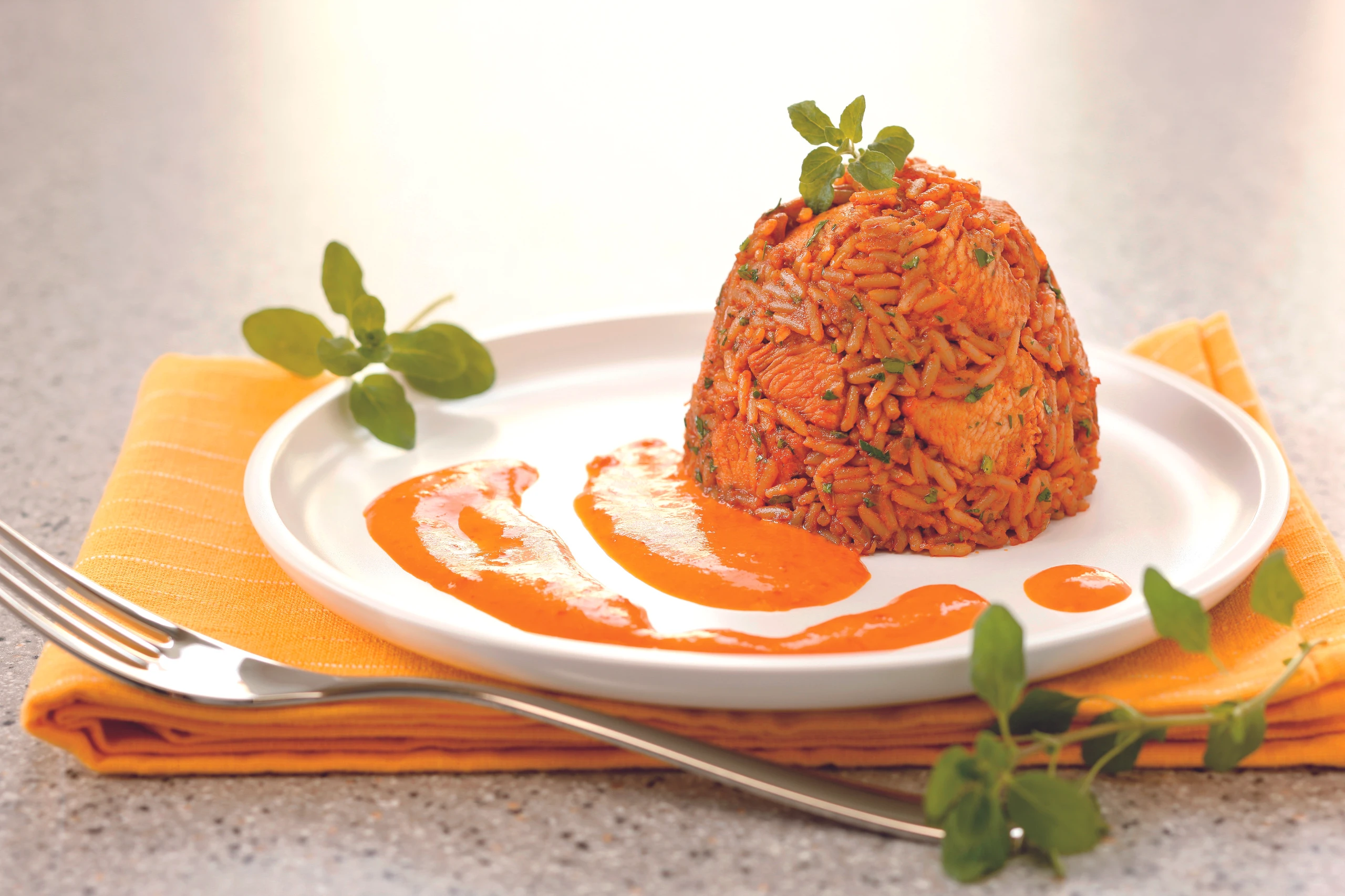 Puten-Reisfleisch mit Paprikasauce