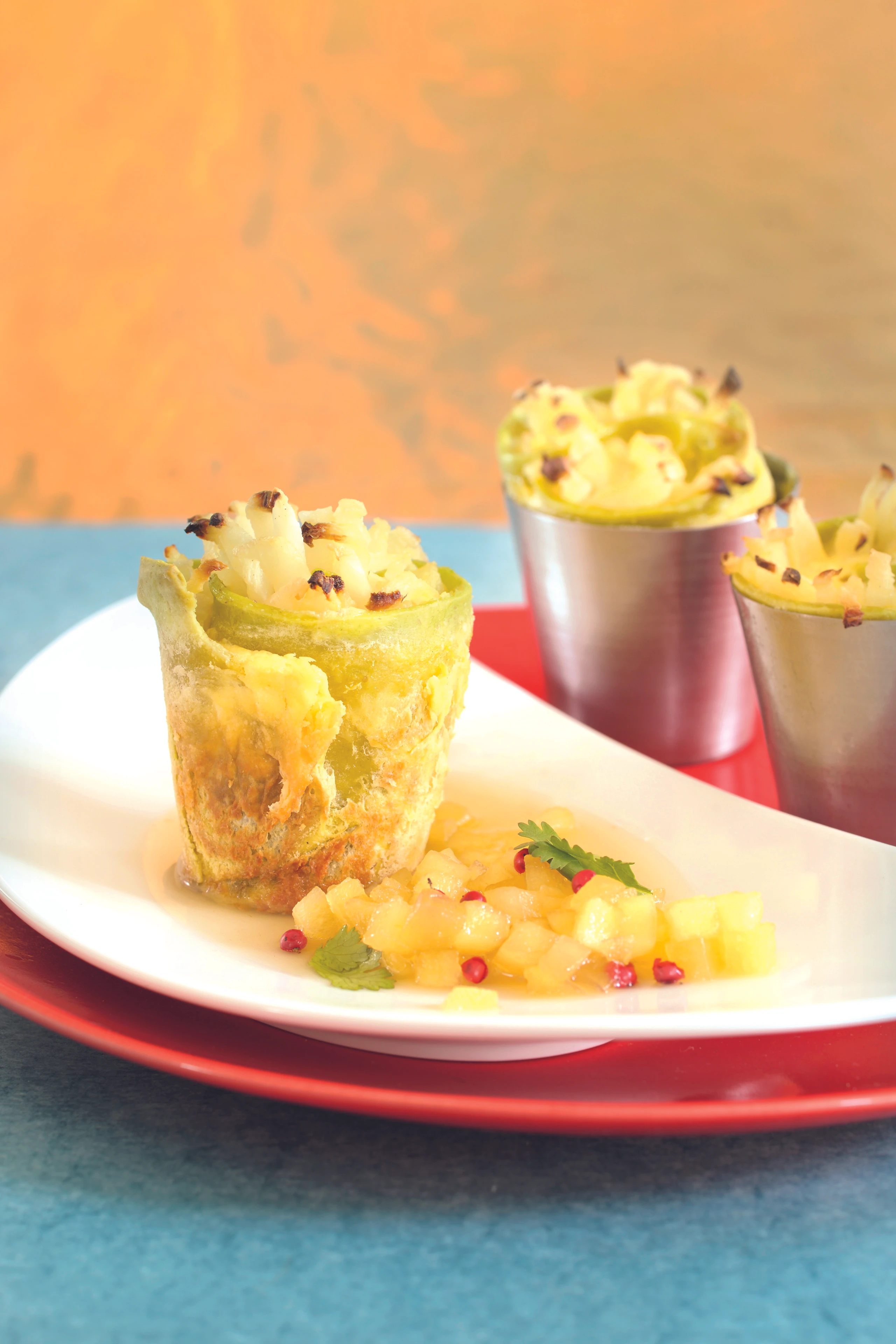 Steckrüben-Nudelrolle mit Quittenkompott