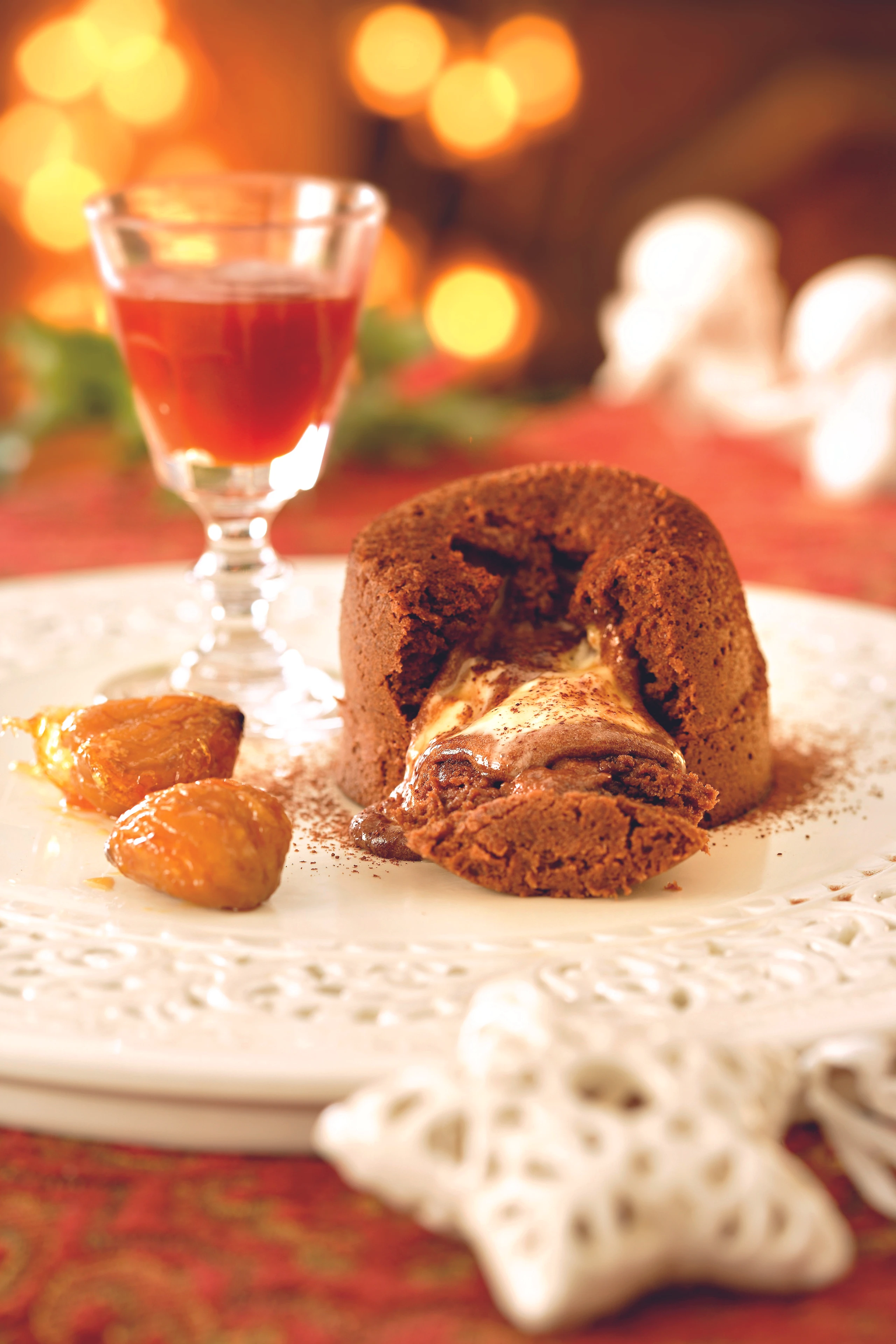 Halbflüssiger Schokoauflauf