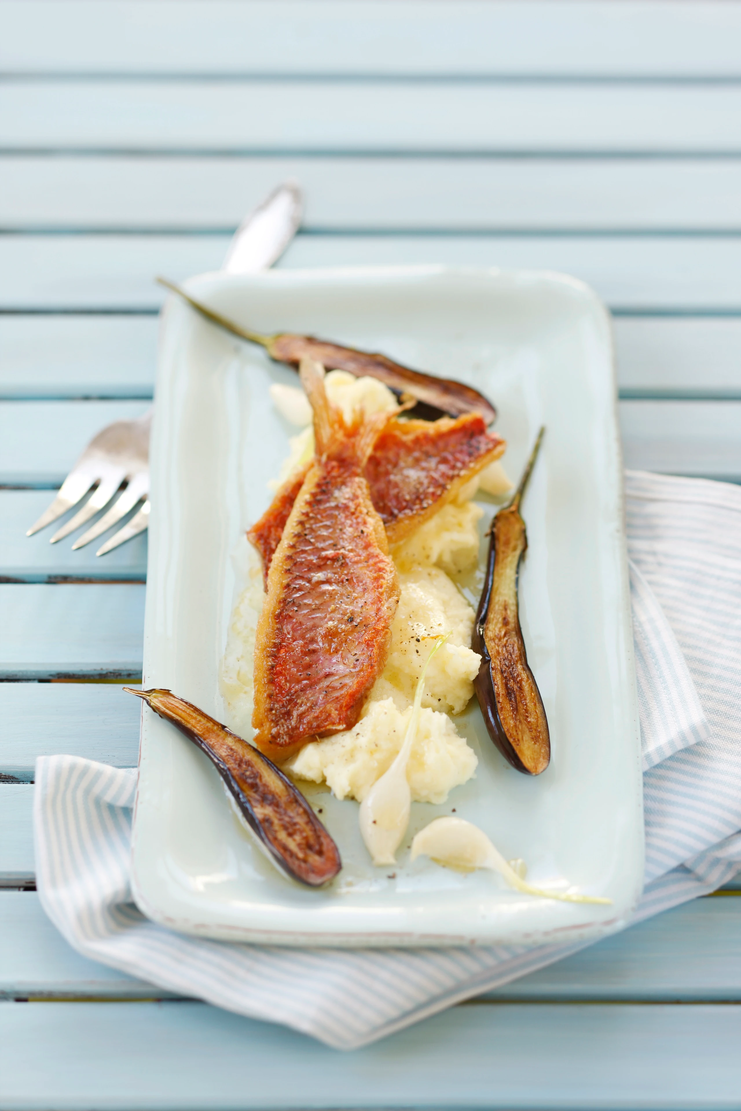 Rotbarbenfilets mit Erdäpfelpüree