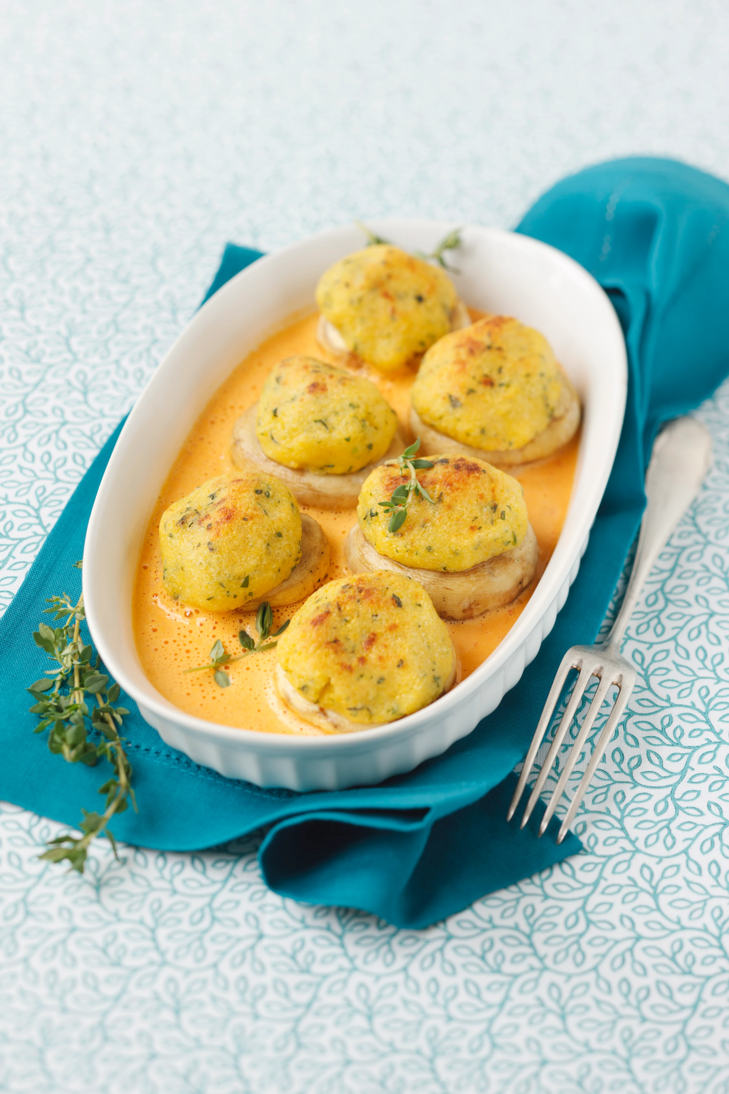 Champignonköpfe mit Polentafülle