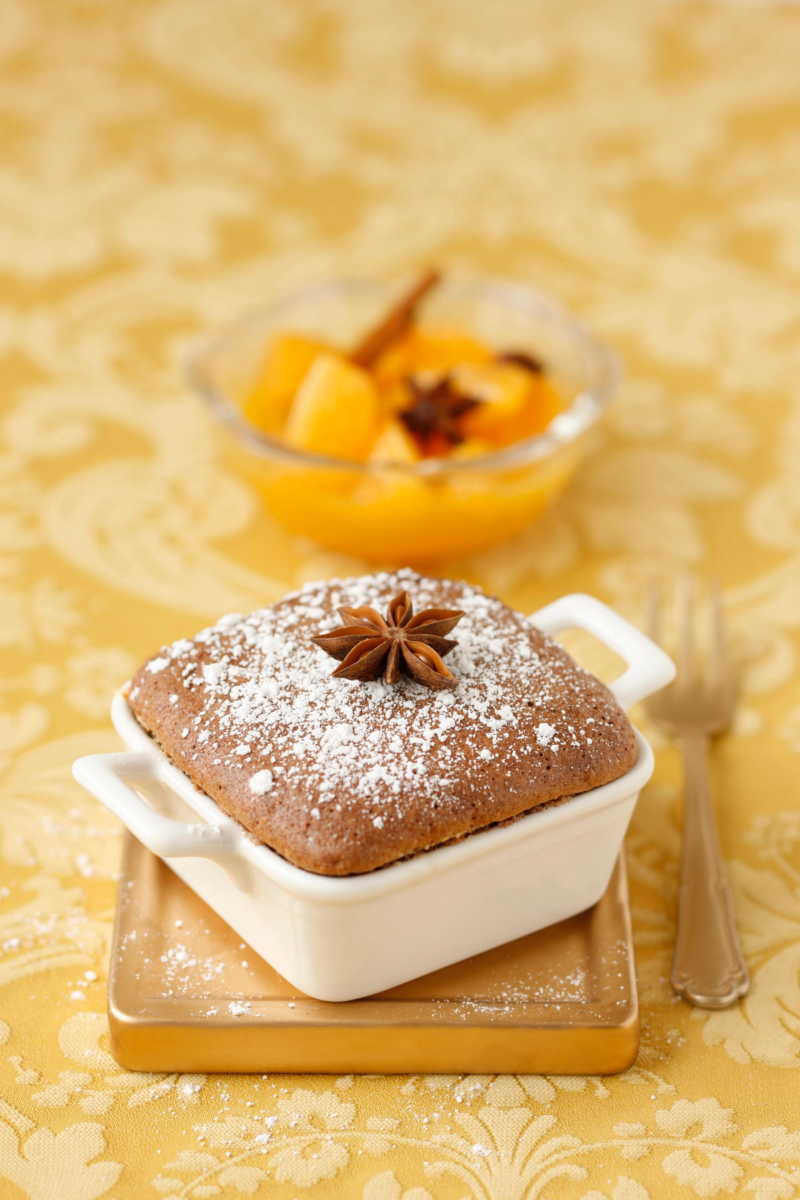 Schoko-Mandel-Auflauf mit Mandarinenkompott