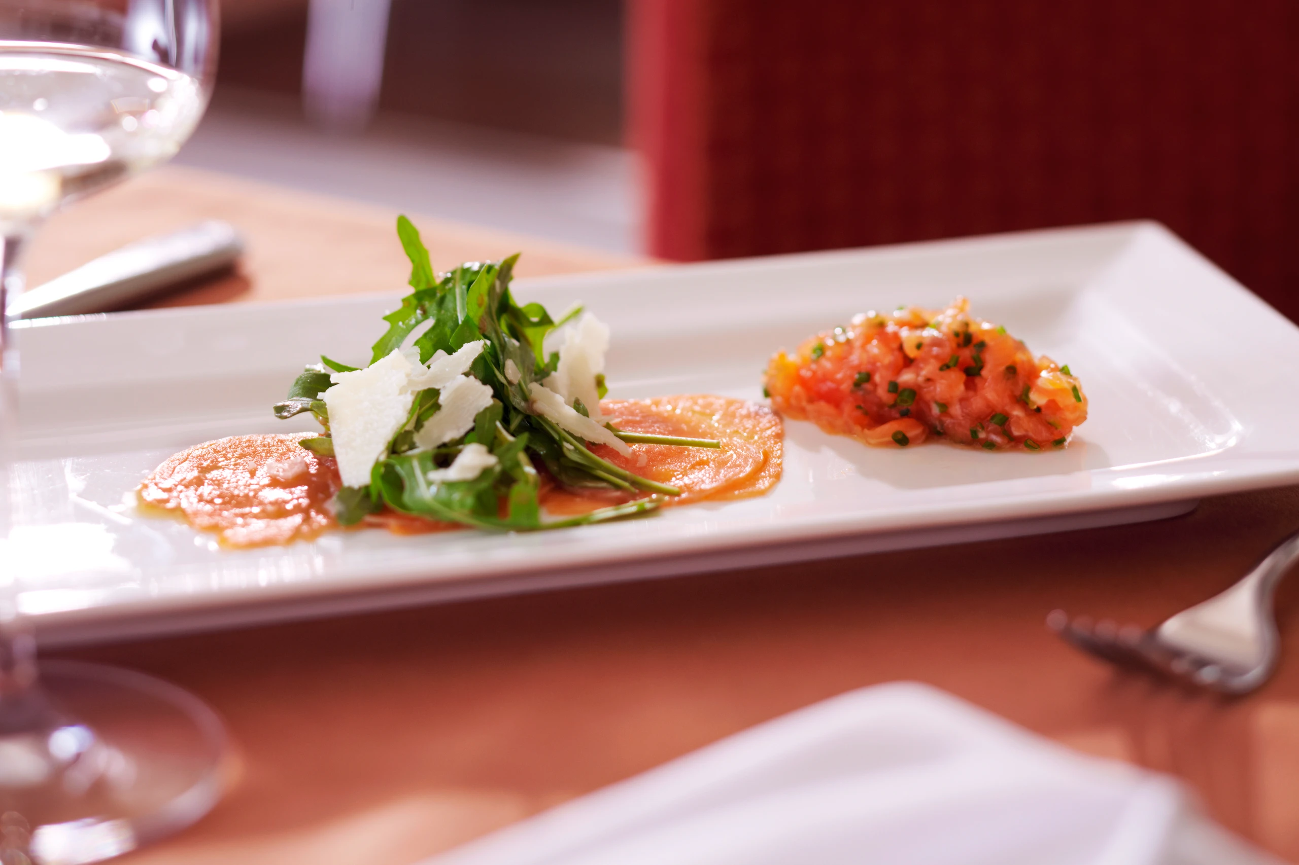 Duett von der Lachsforelle mit Rucola