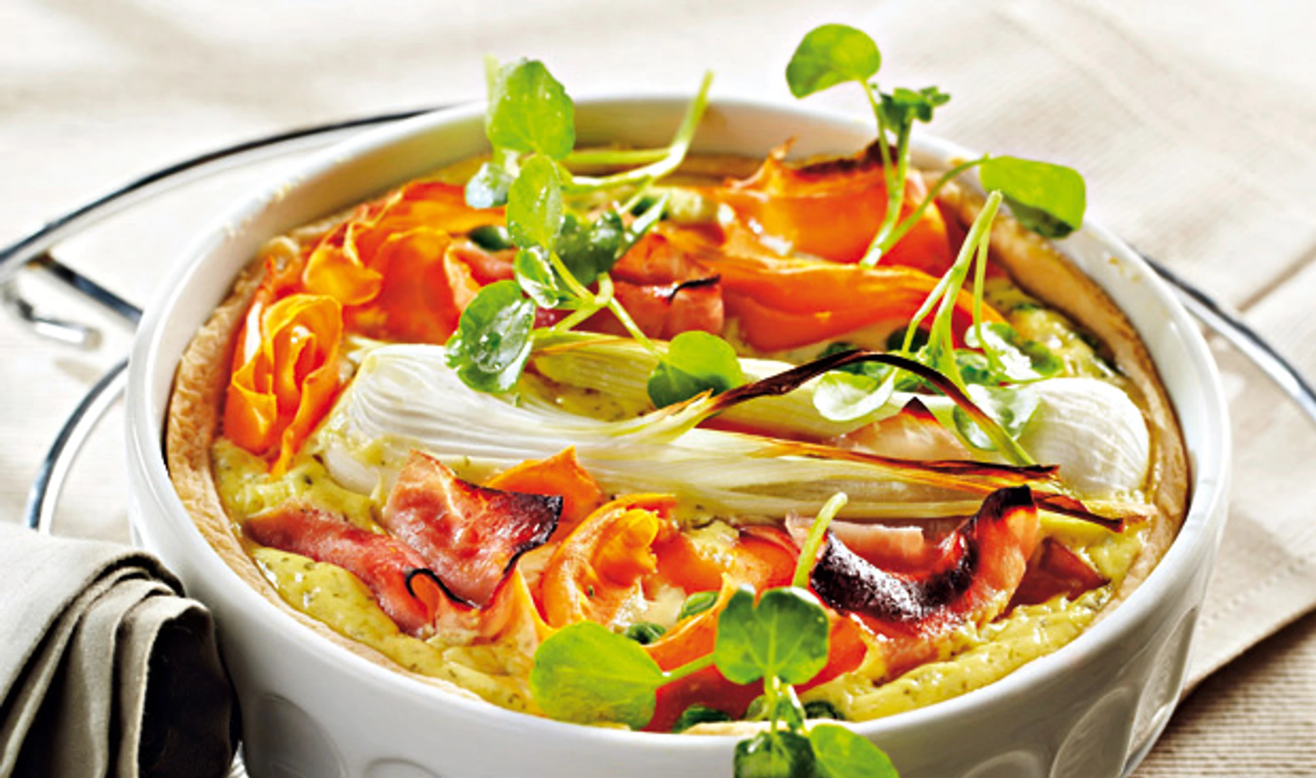 Frühlingsquiche mit Schinken