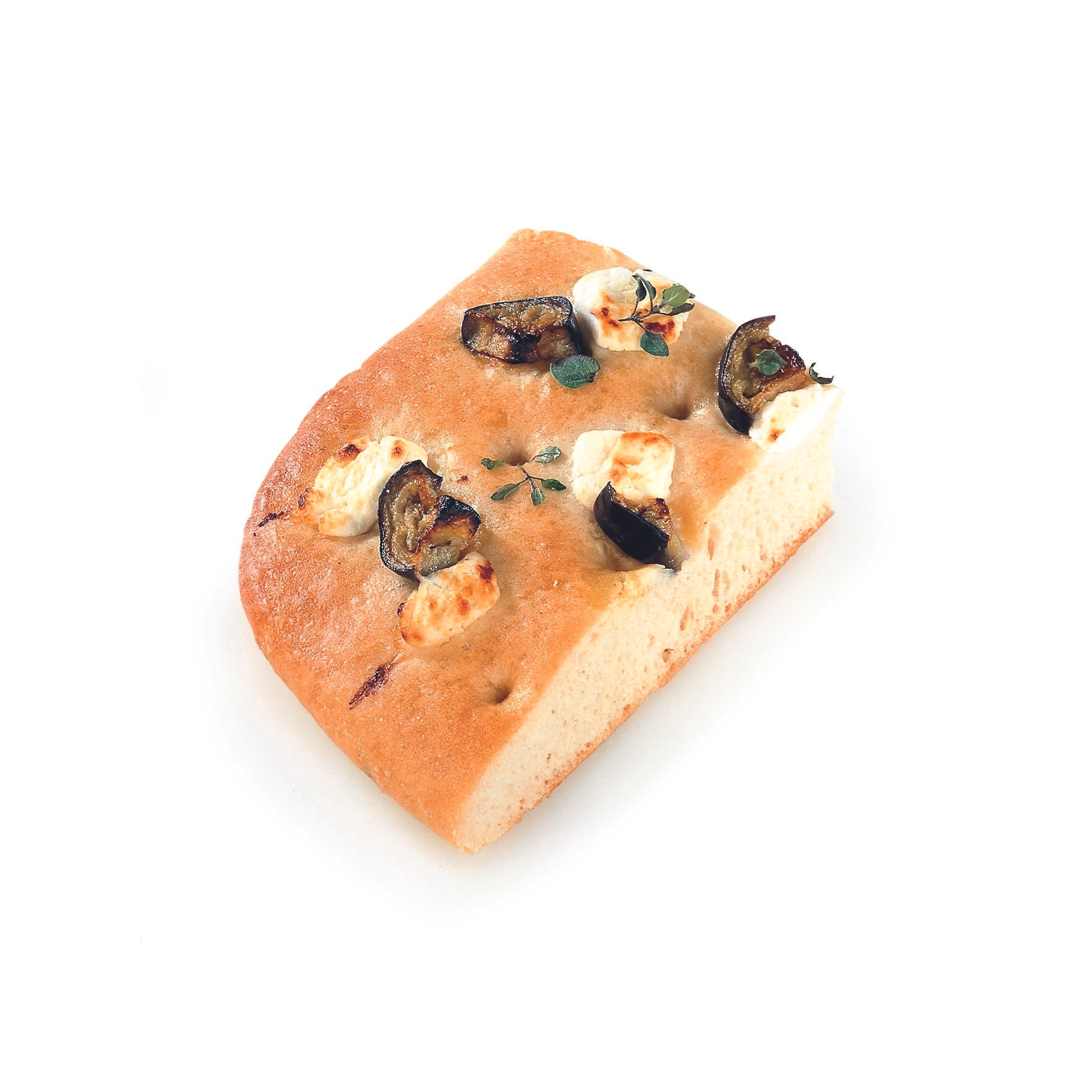 Focaccia mit Melanzani und Robiola