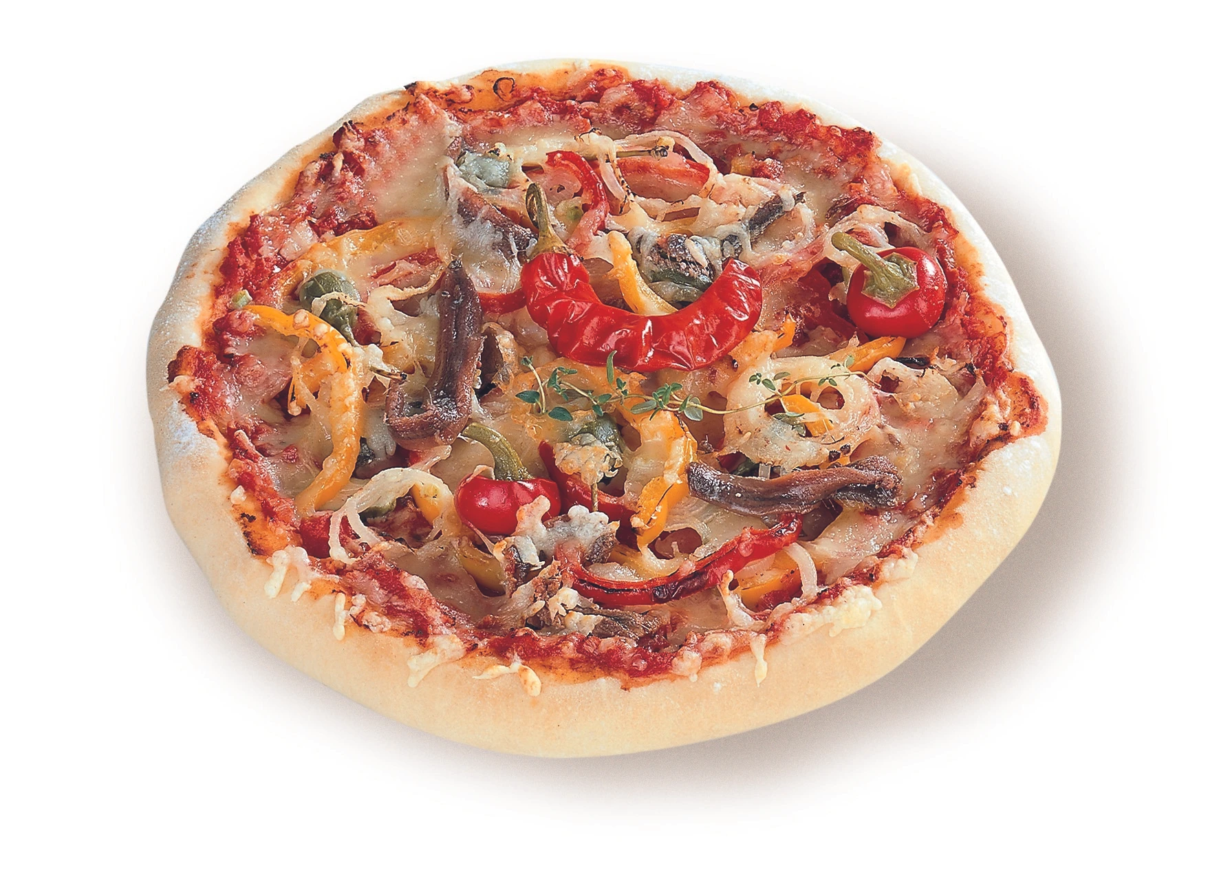 Pizza piccante mit selbstgemachtem Pizzateig