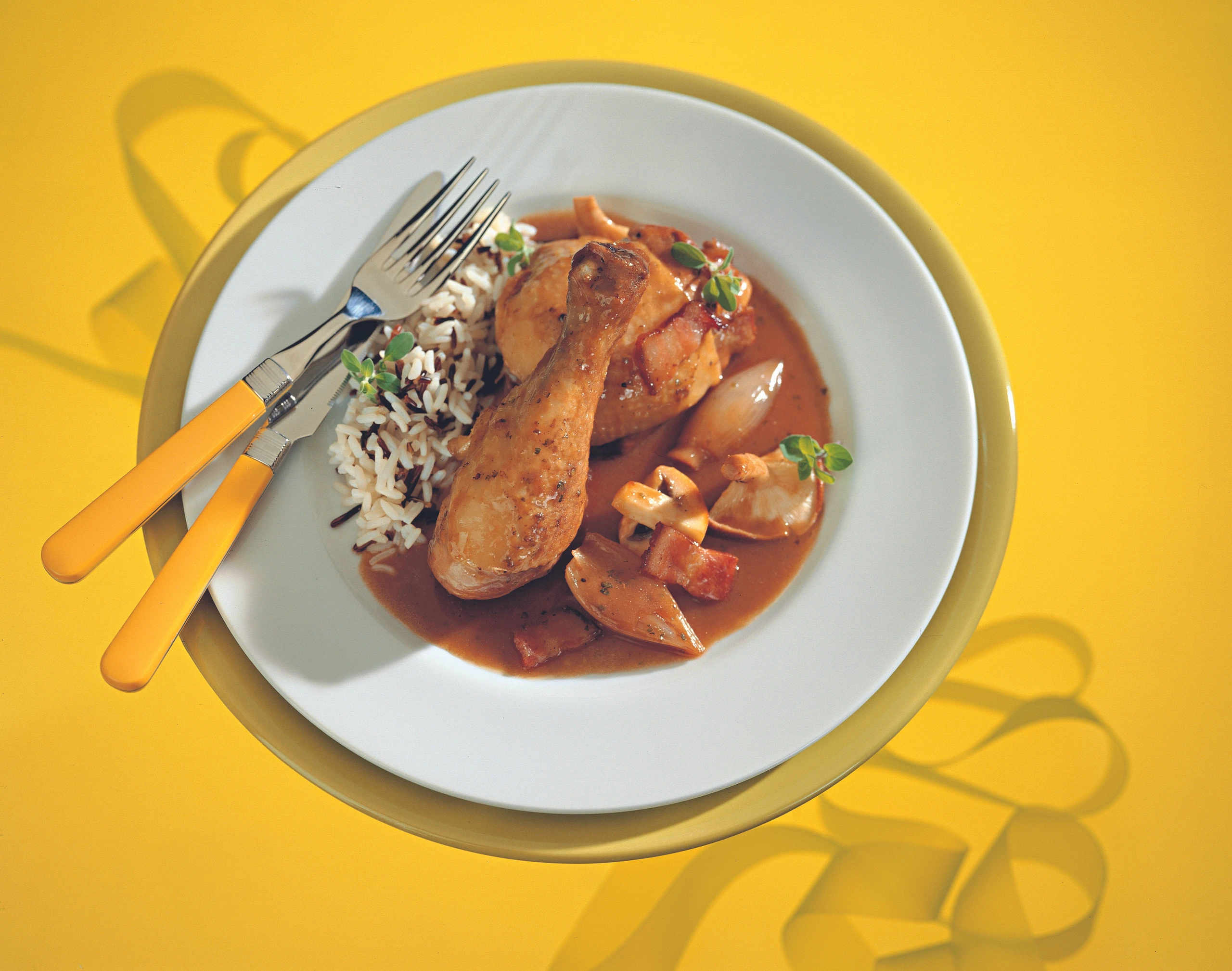 Huhn in Weinsauce