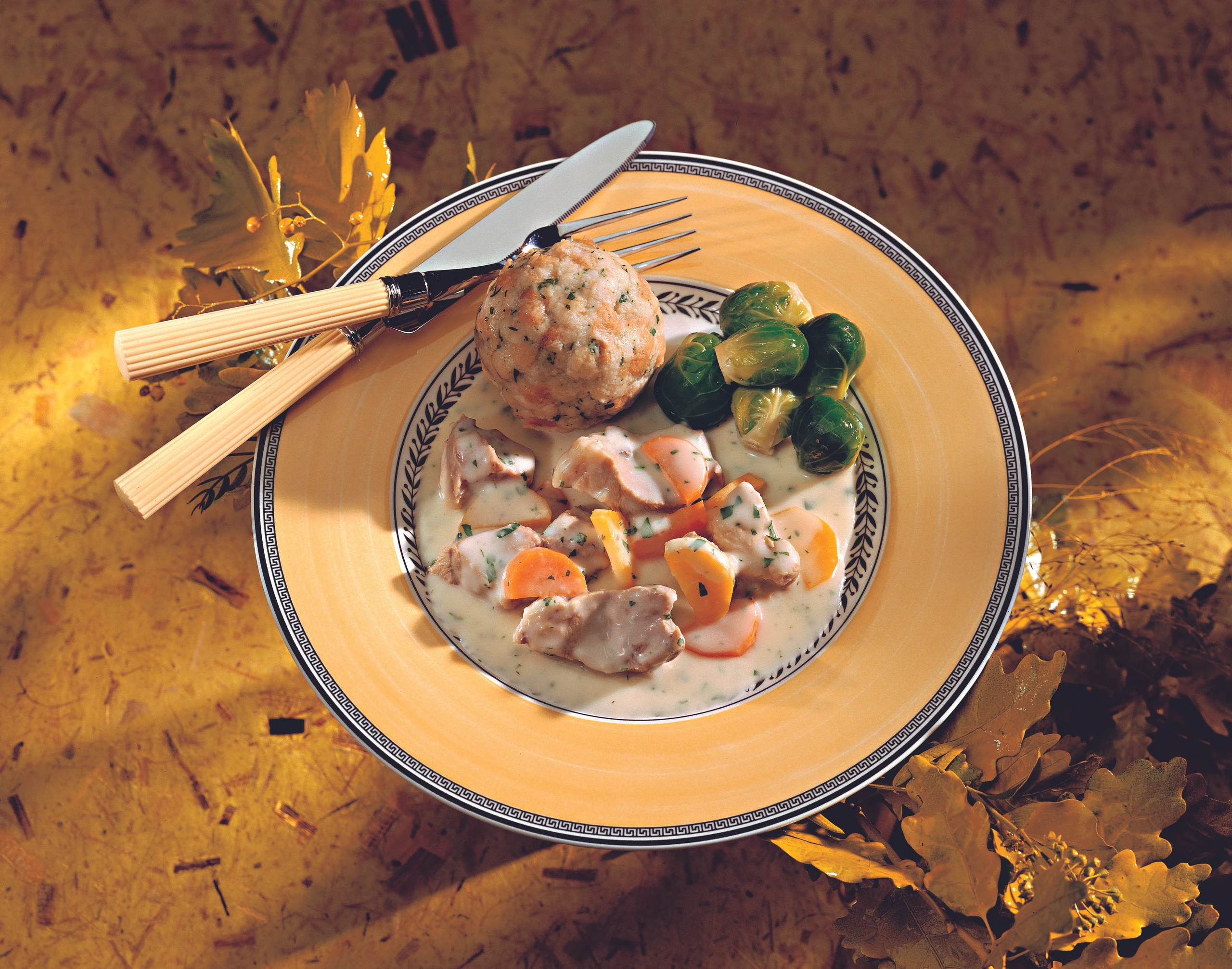 Eingemachtes Schweinefleisch mit Wurzelgemüse