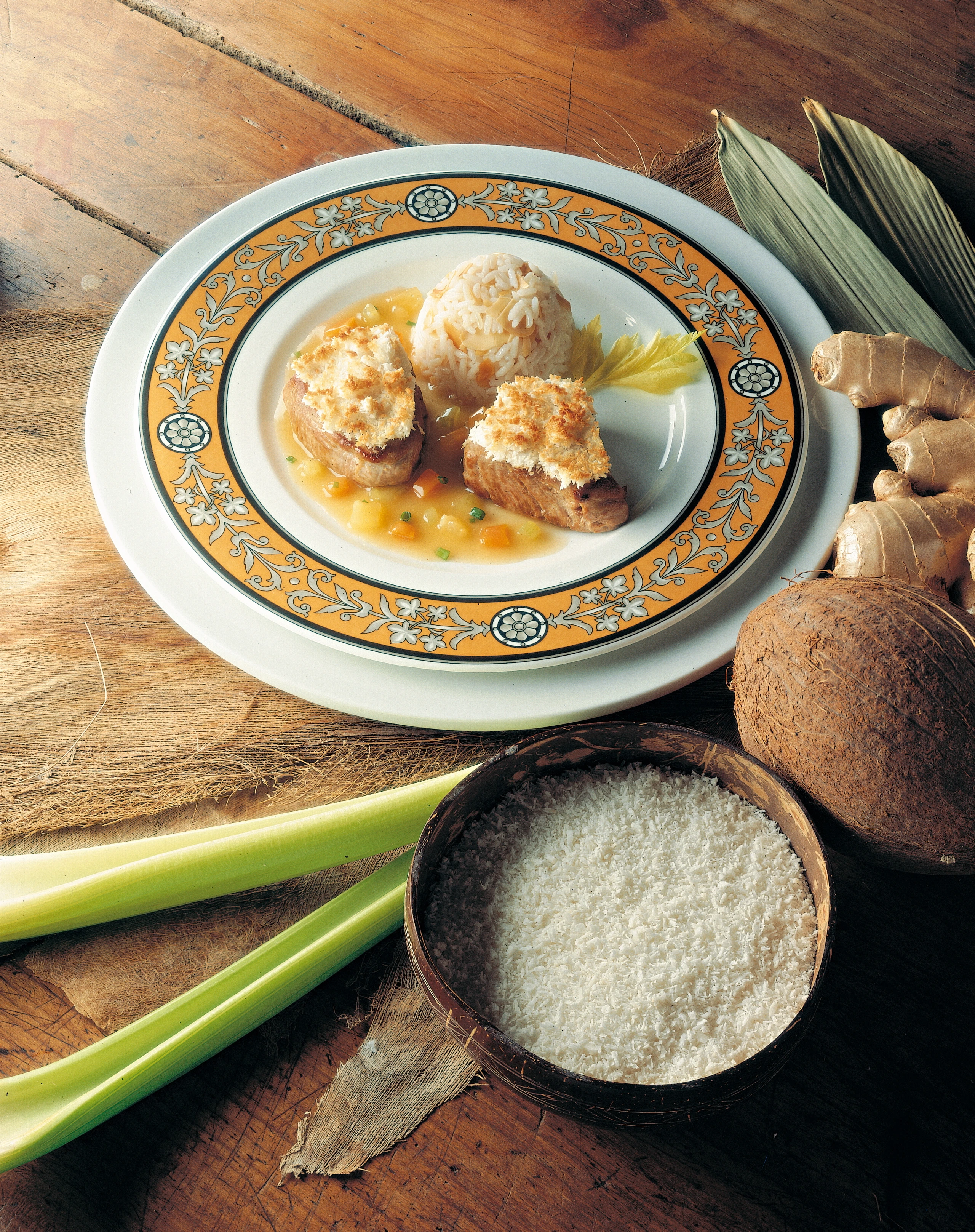 Schweinsmedaillons mit Kokos-Kruste