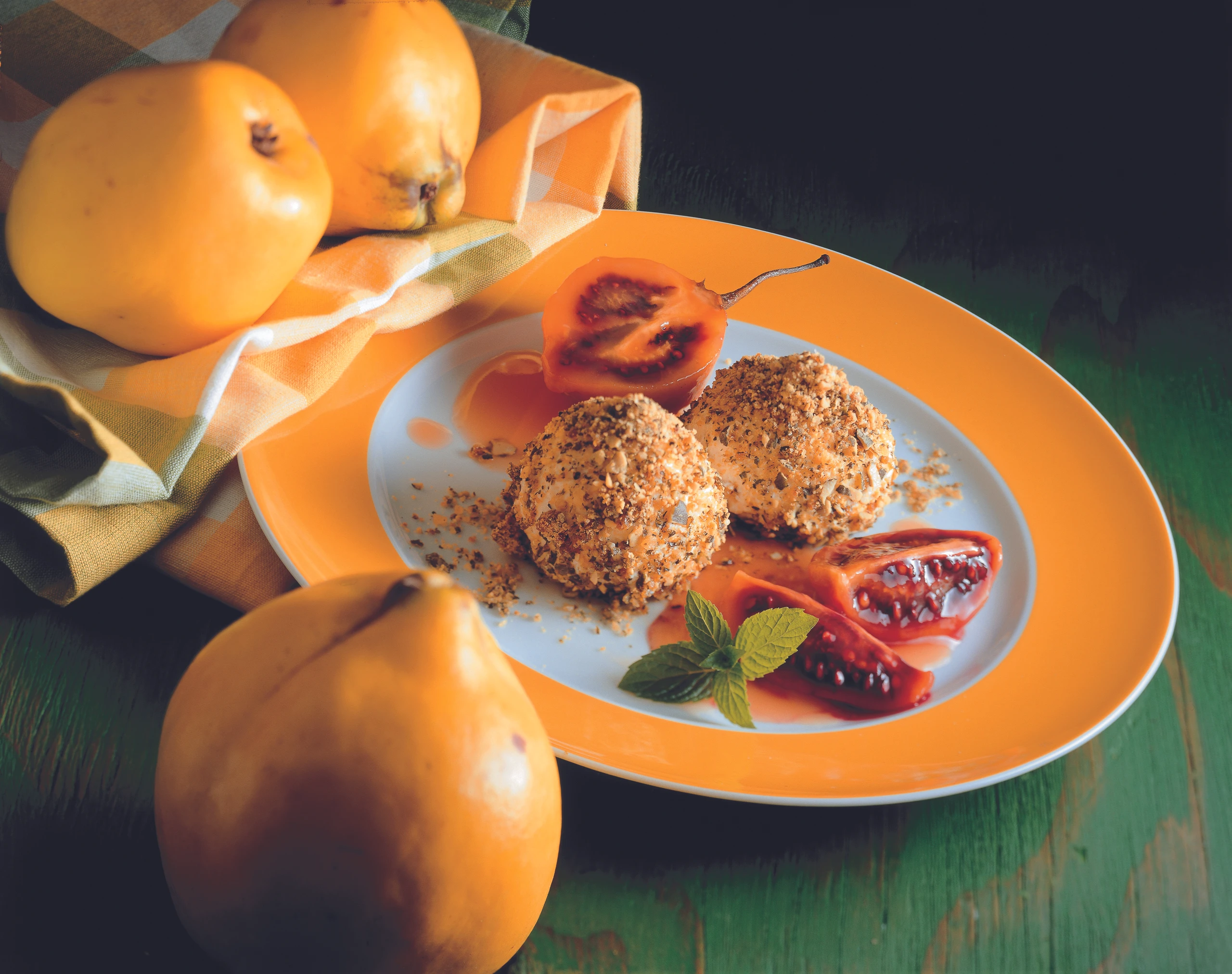 Quittennockerl mit Kürbiskrokant