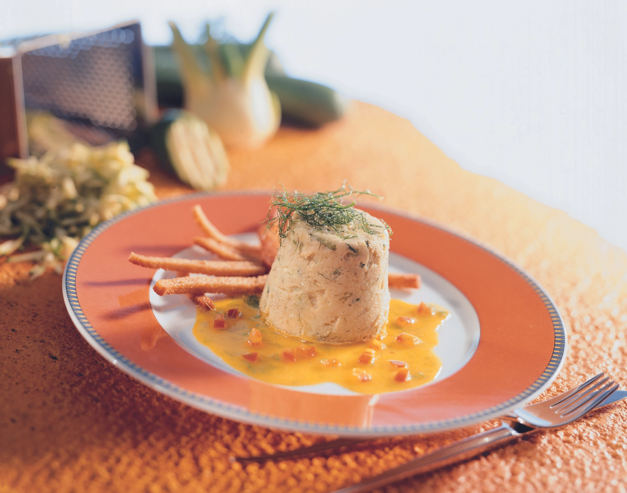 Warmer Fenchelpudding mit Zucchini