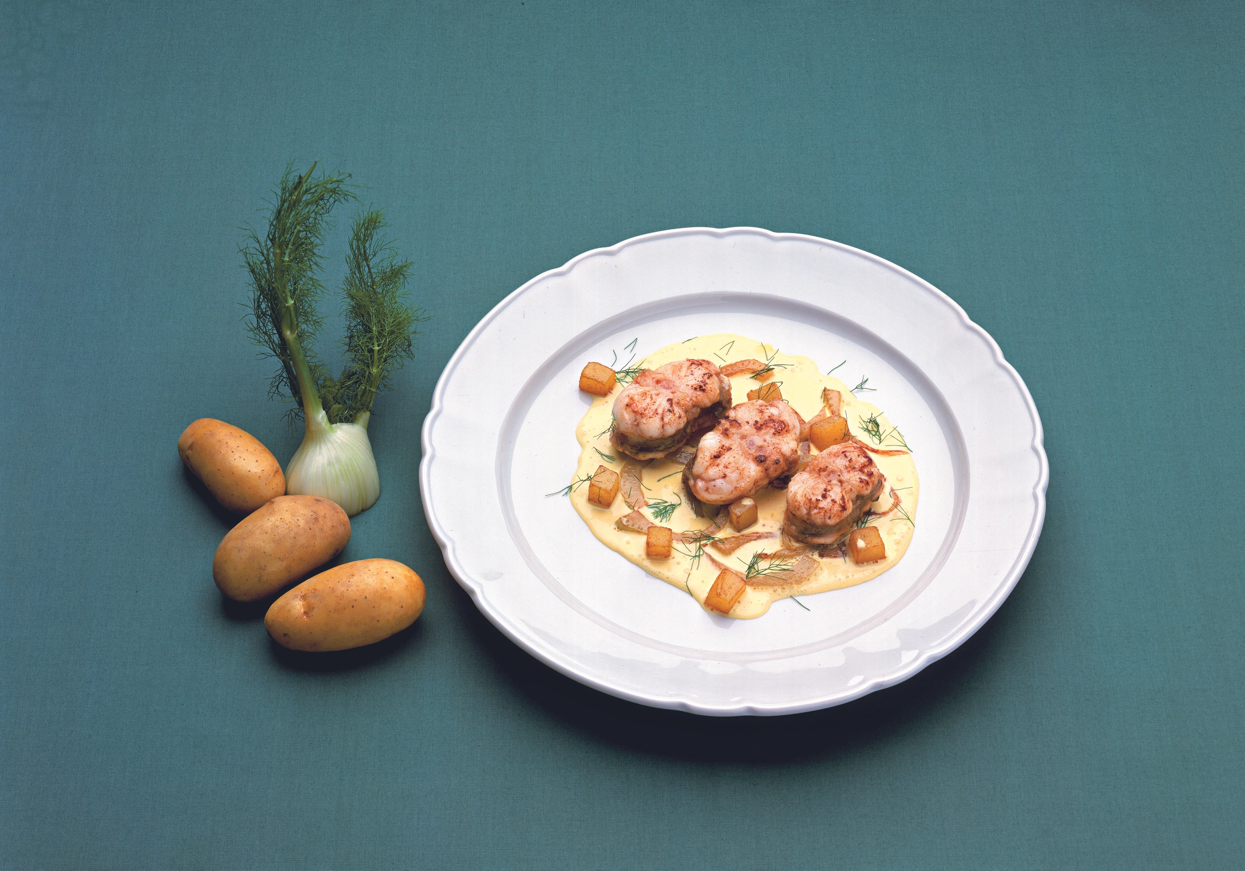 Seeteufelmedaillons mit Safransauce