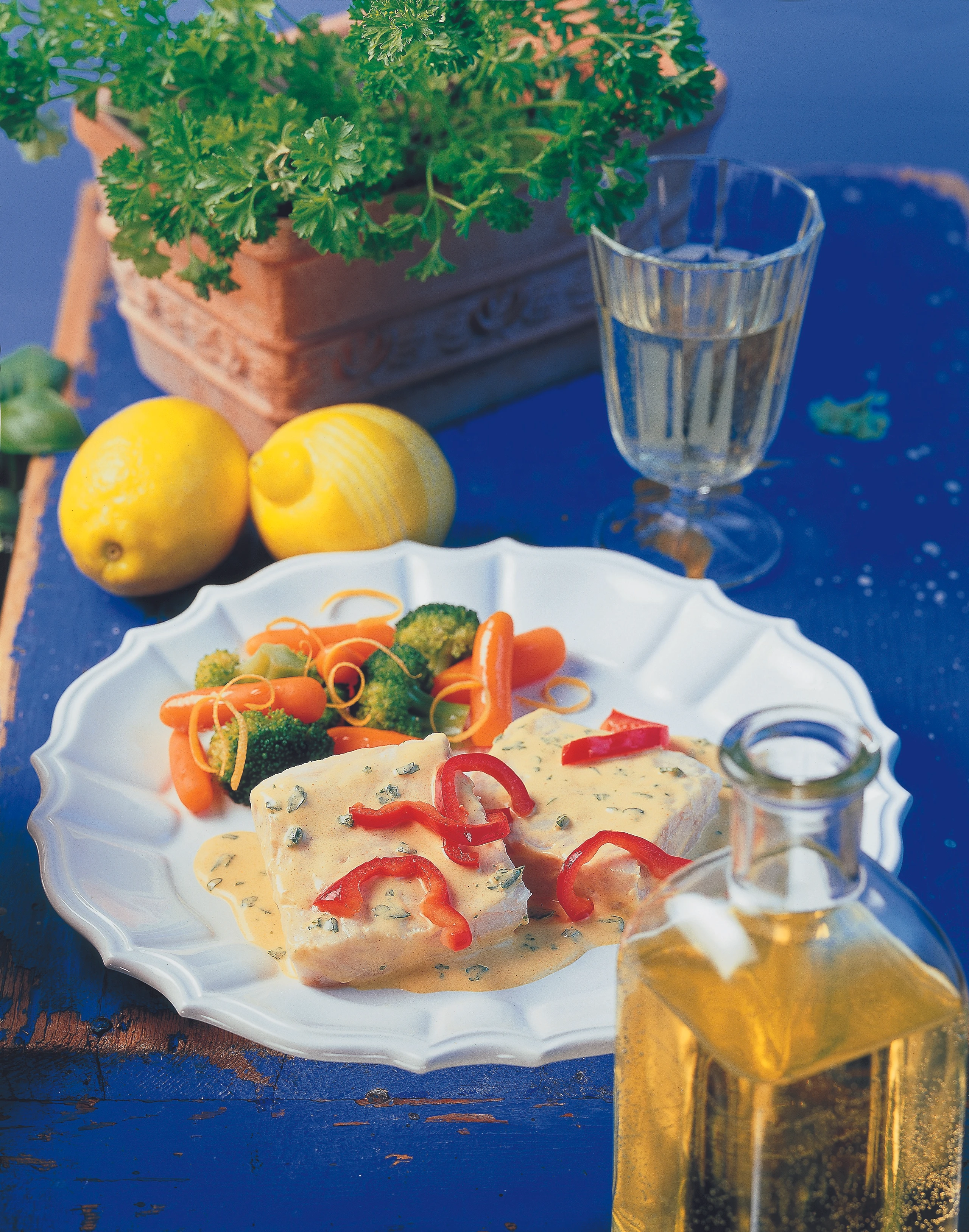 Seelachs-Filet in Petersil-Sauce