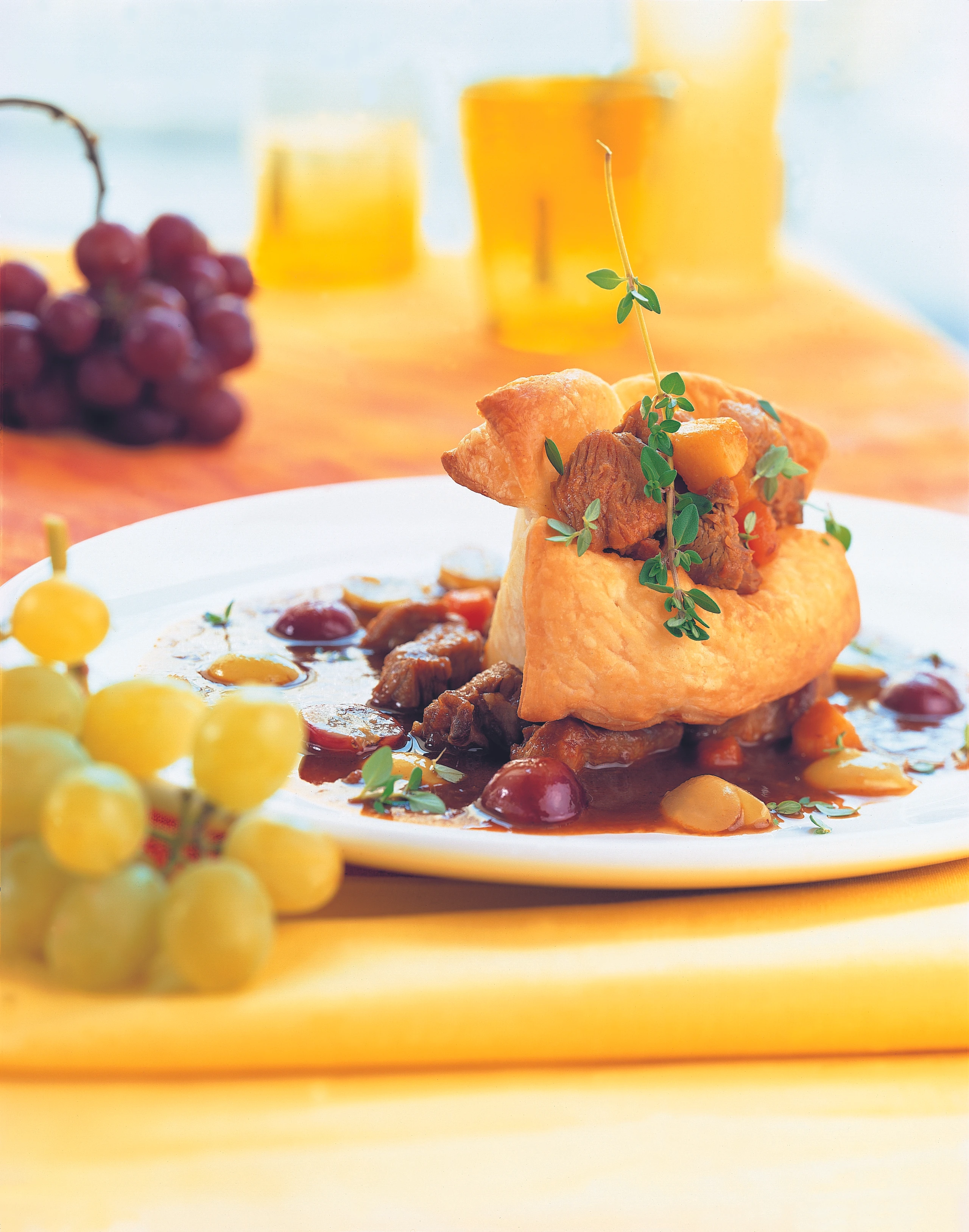 Putenragout mit Trauben