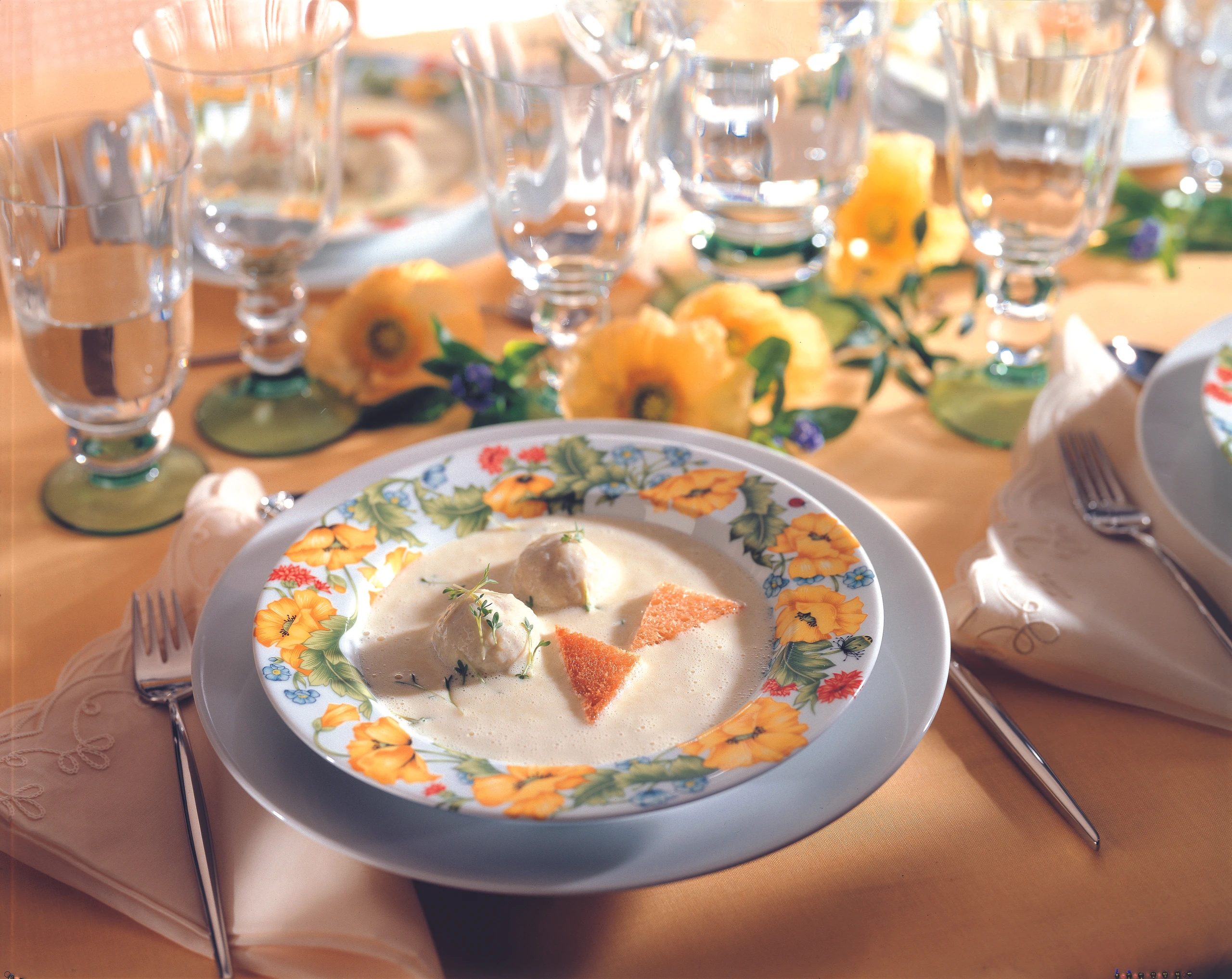 Lauchcremesuppe mit Knöderln