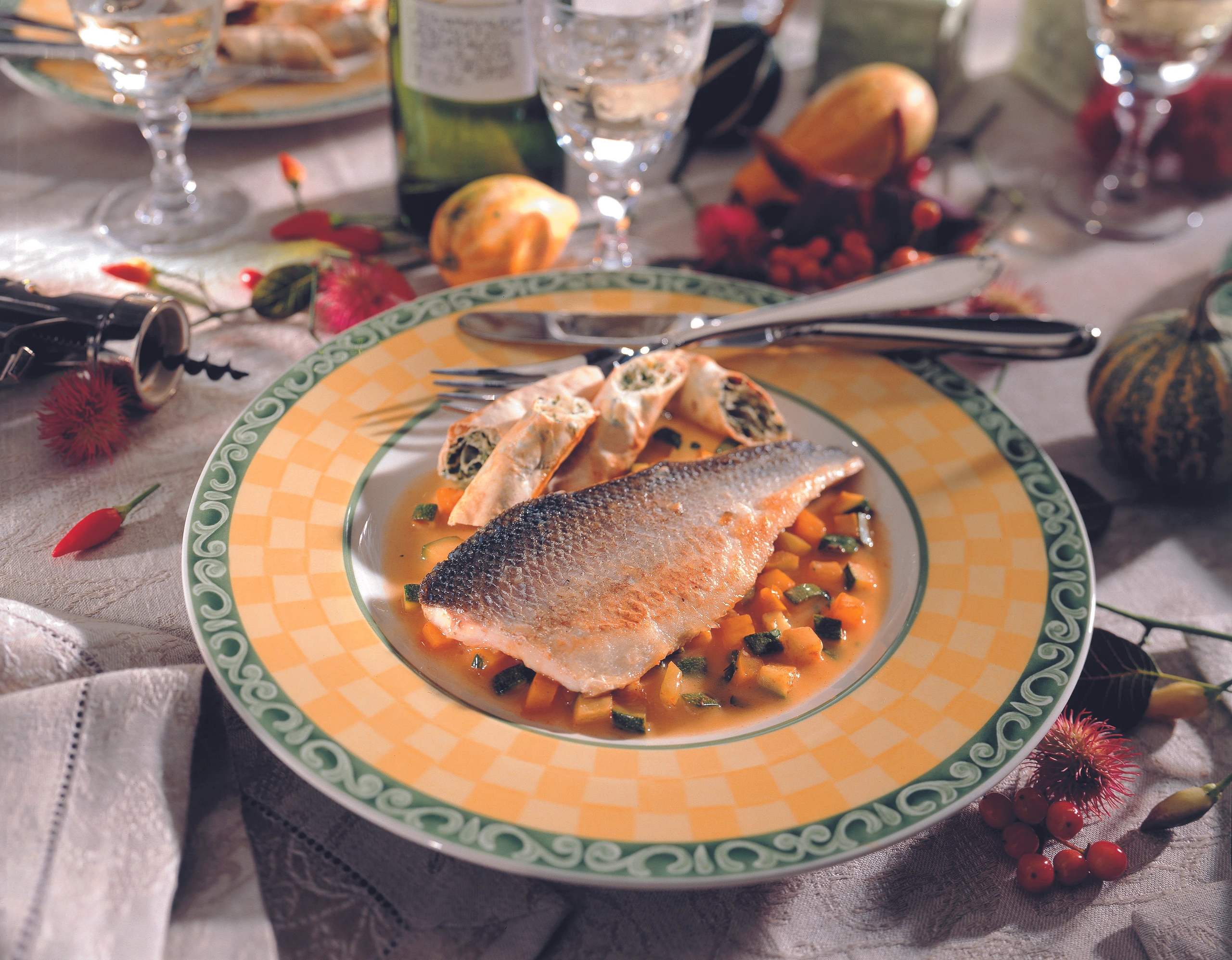 Wolfsbarschfilet mit Gemüsesauce