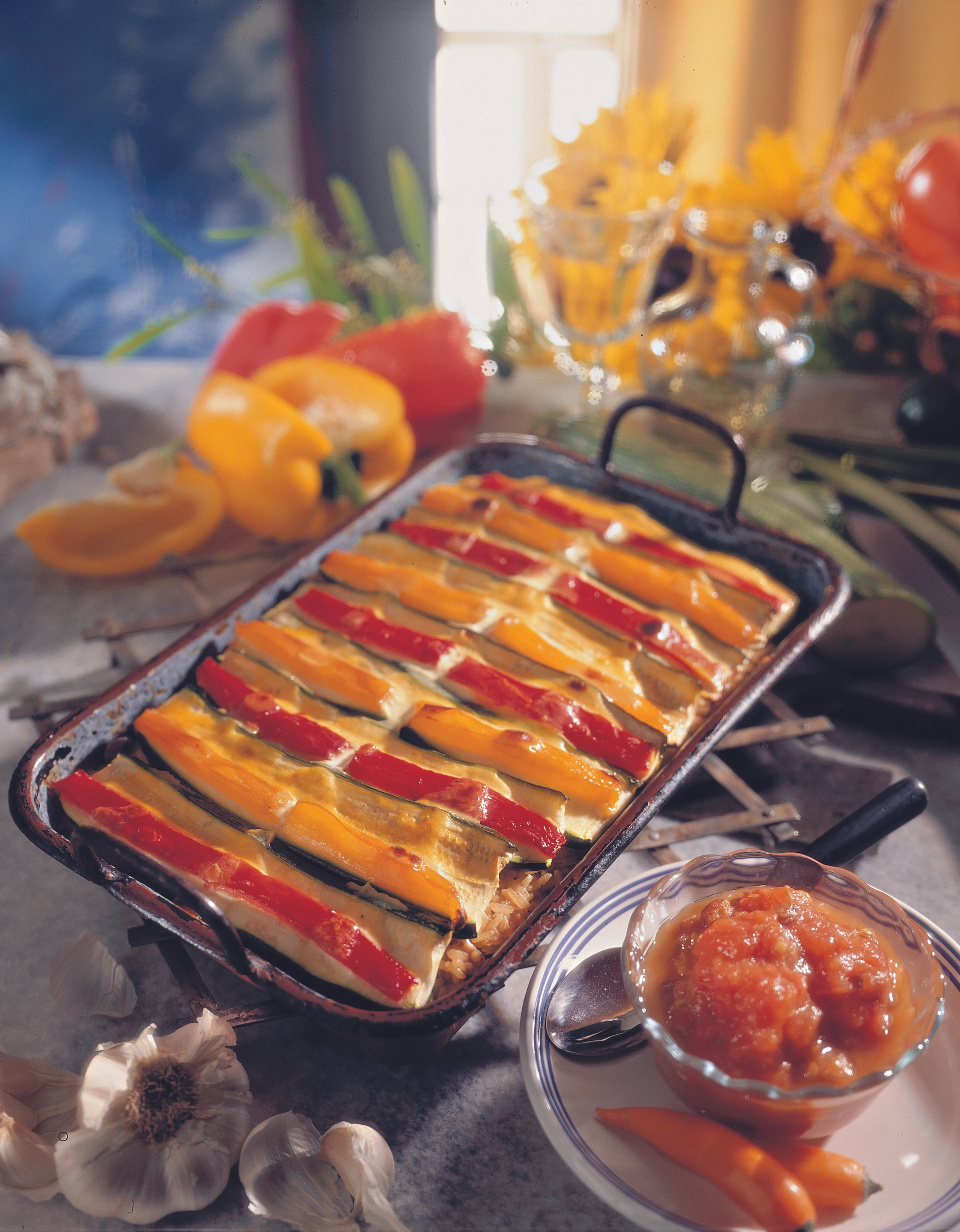 Paprika-Zucchini-Pilaw mit Paradeis-Chutney