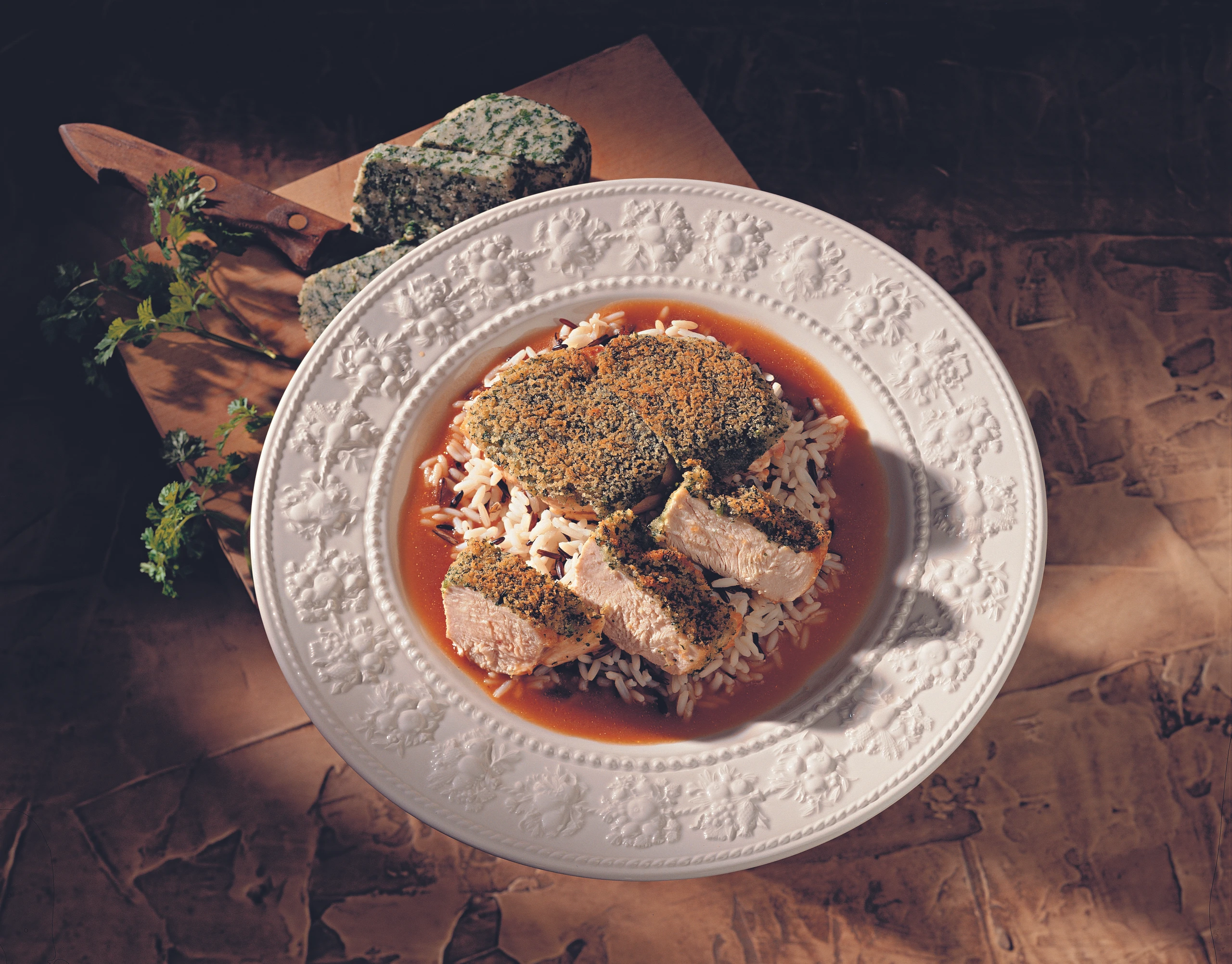 Gebratene Hühnerbrust mit Kerbelkruste