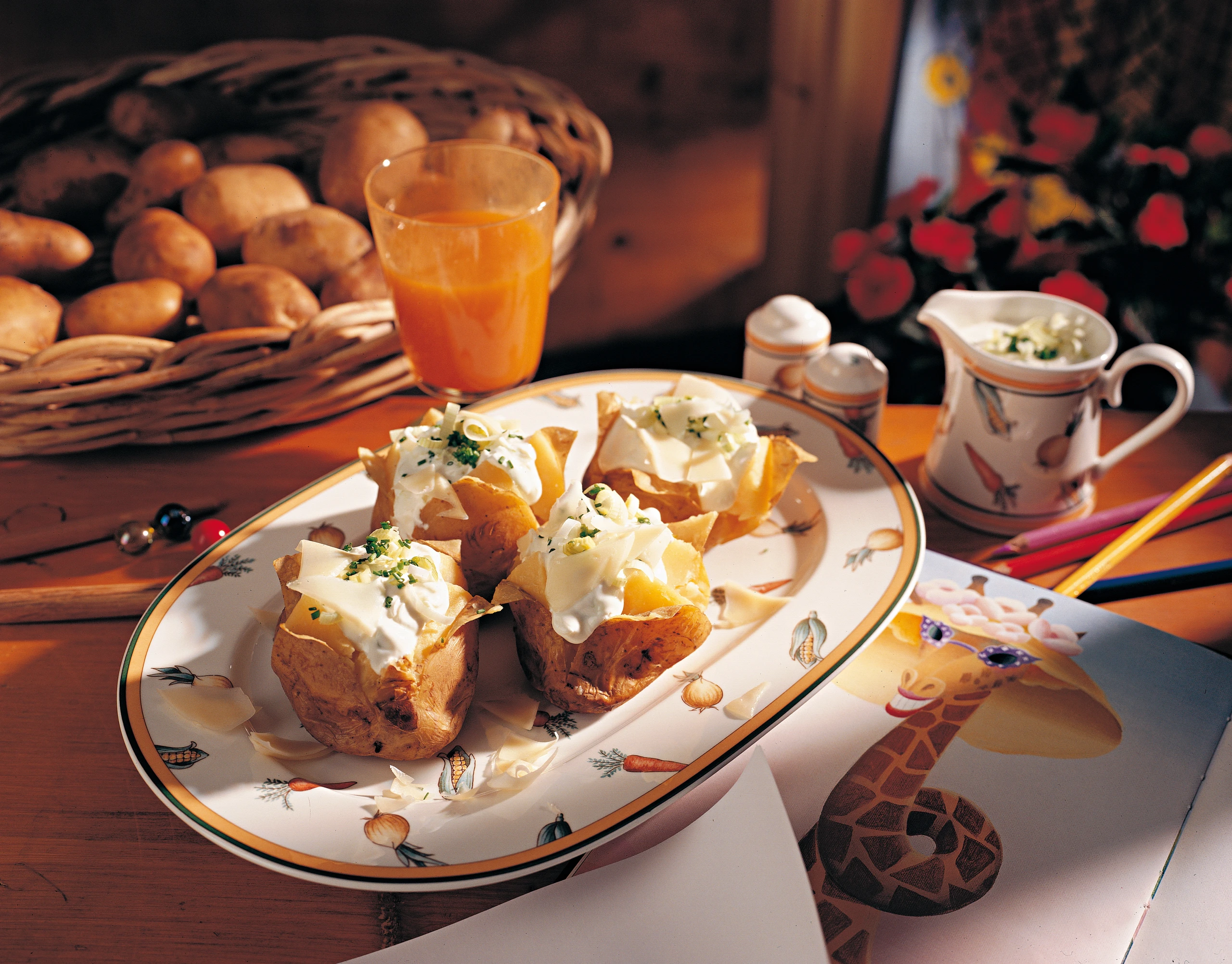 Ofenerdäpfel mit Lauch-Käsefülle