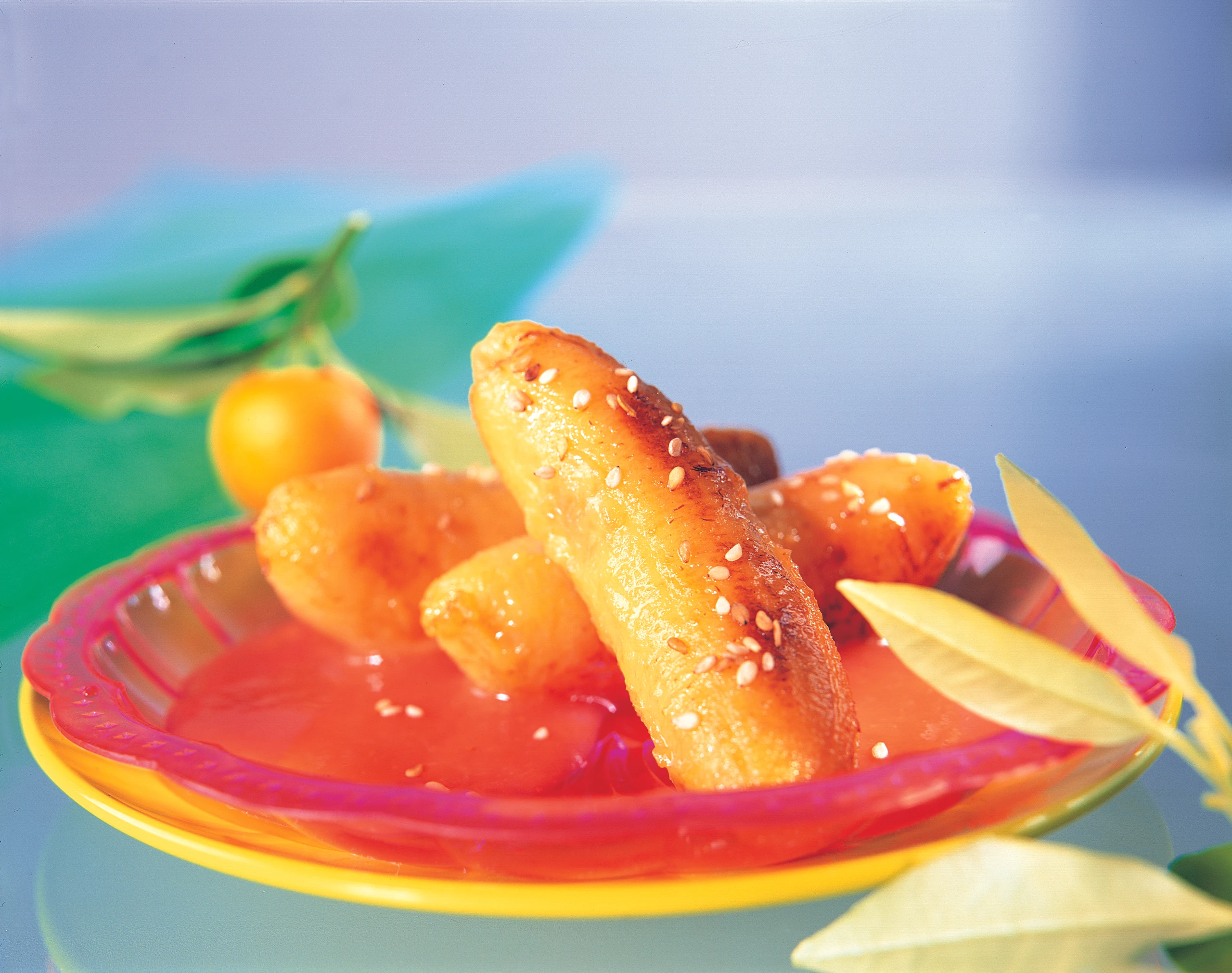 Gebratene Bananen auf Mandarinensauce