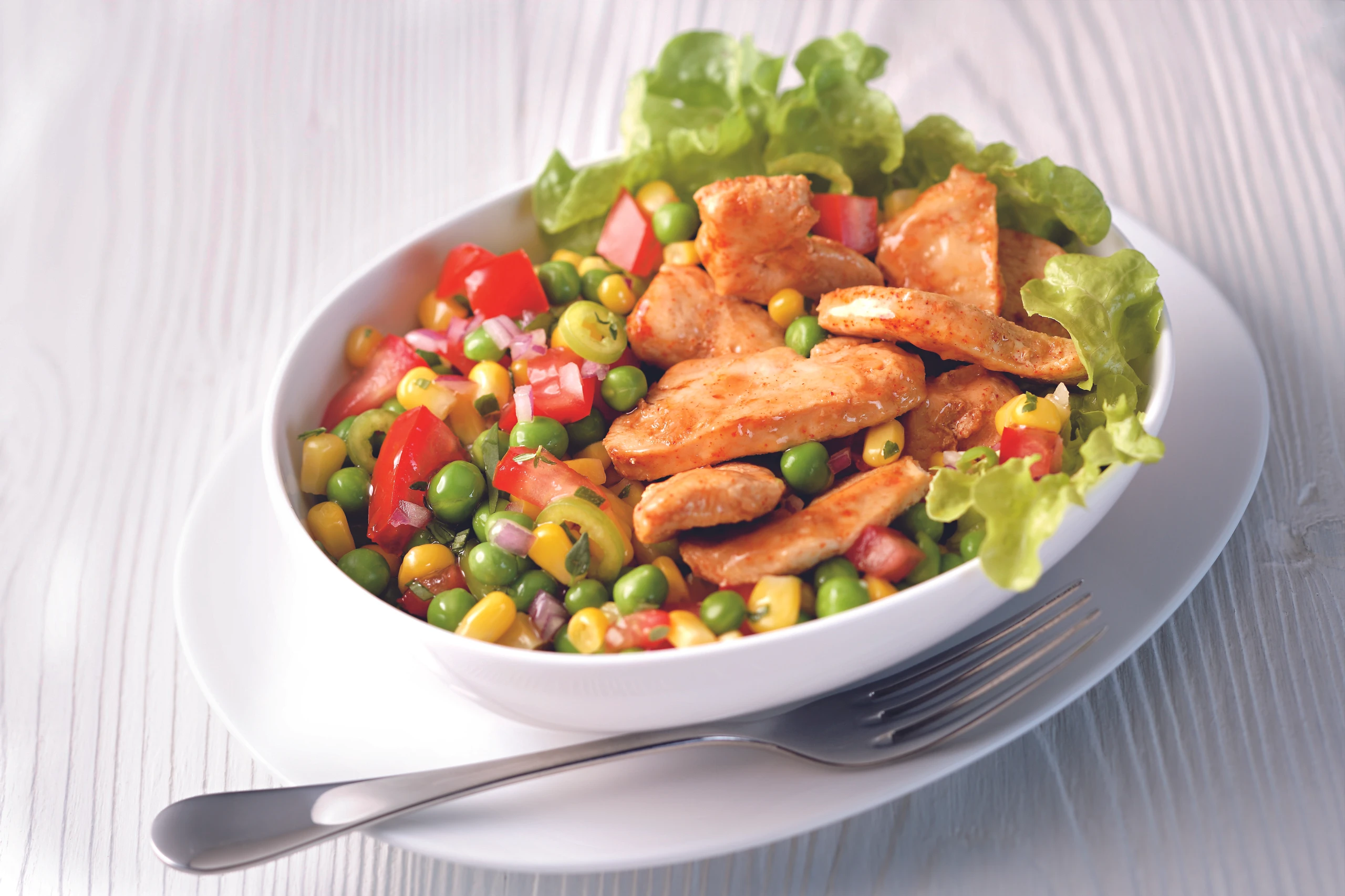 Huhn mit Salat