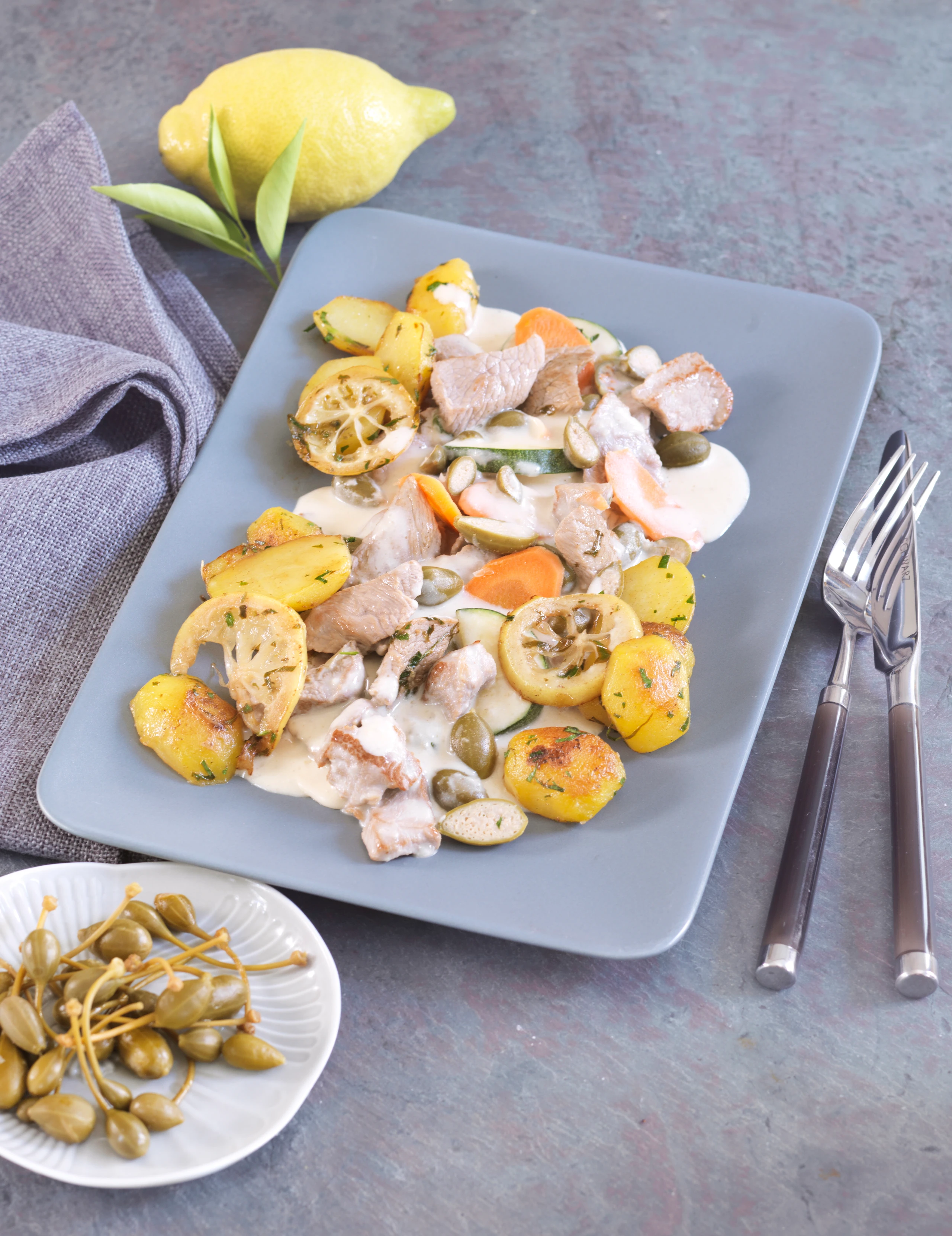 Kalbsgeschnetzeltes mit Zitronen-Kapern-Sauce