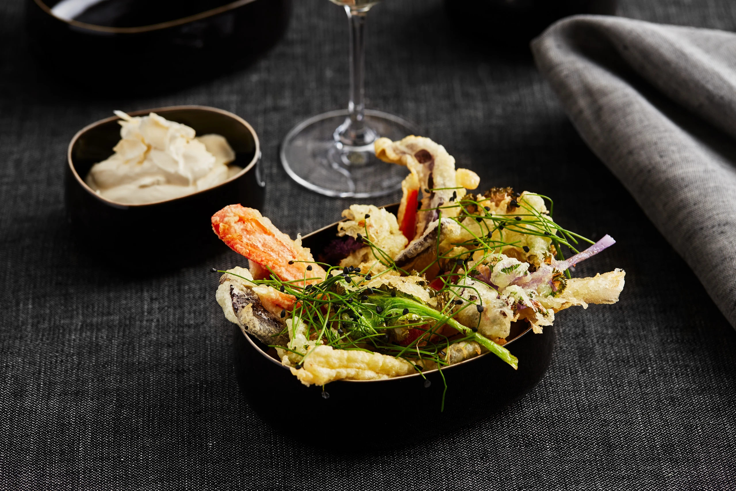 Gemüse im Tempurateig mit Kokossauce