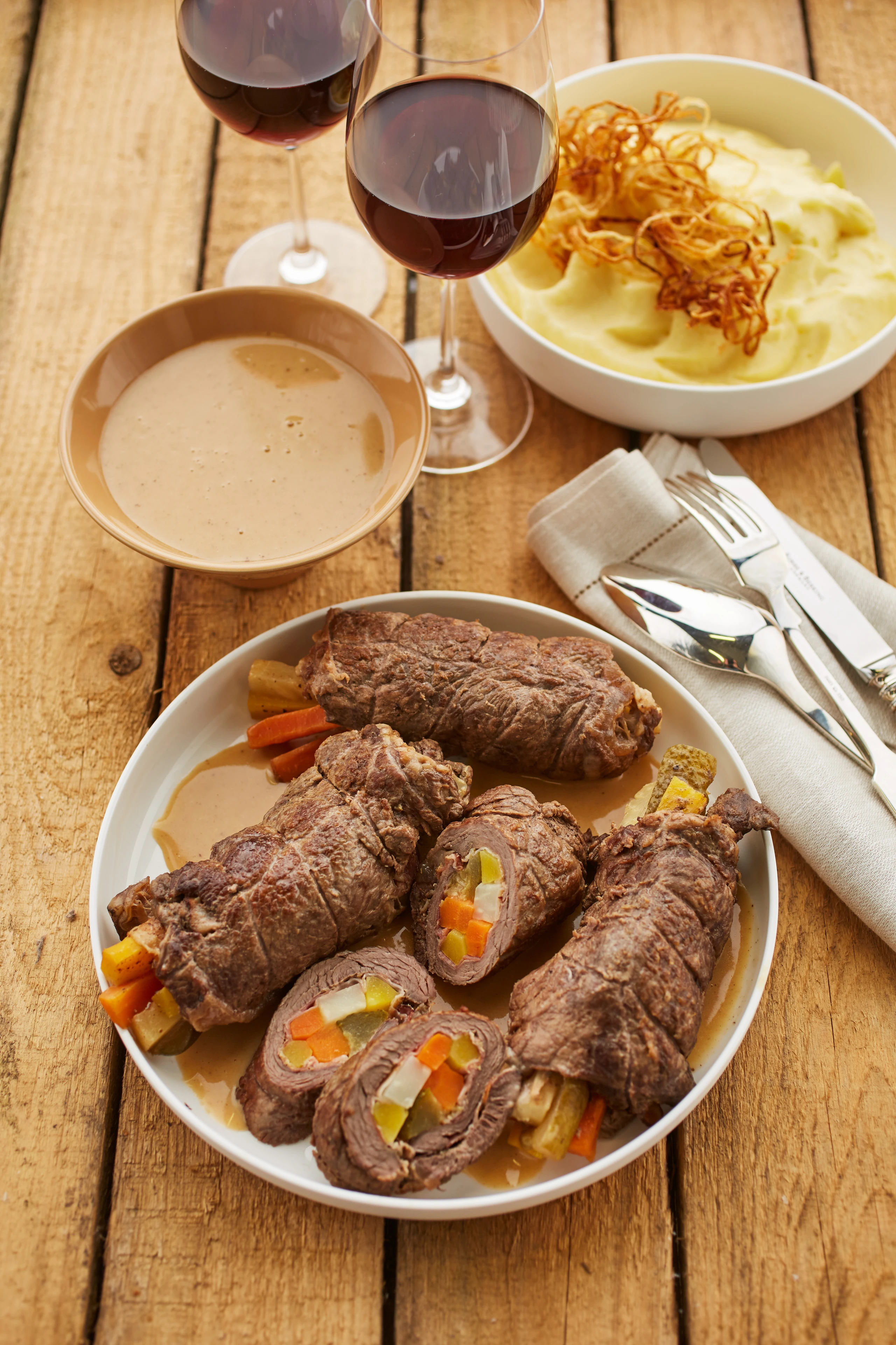 Rindsrouladen mit Erdäpfelpüree