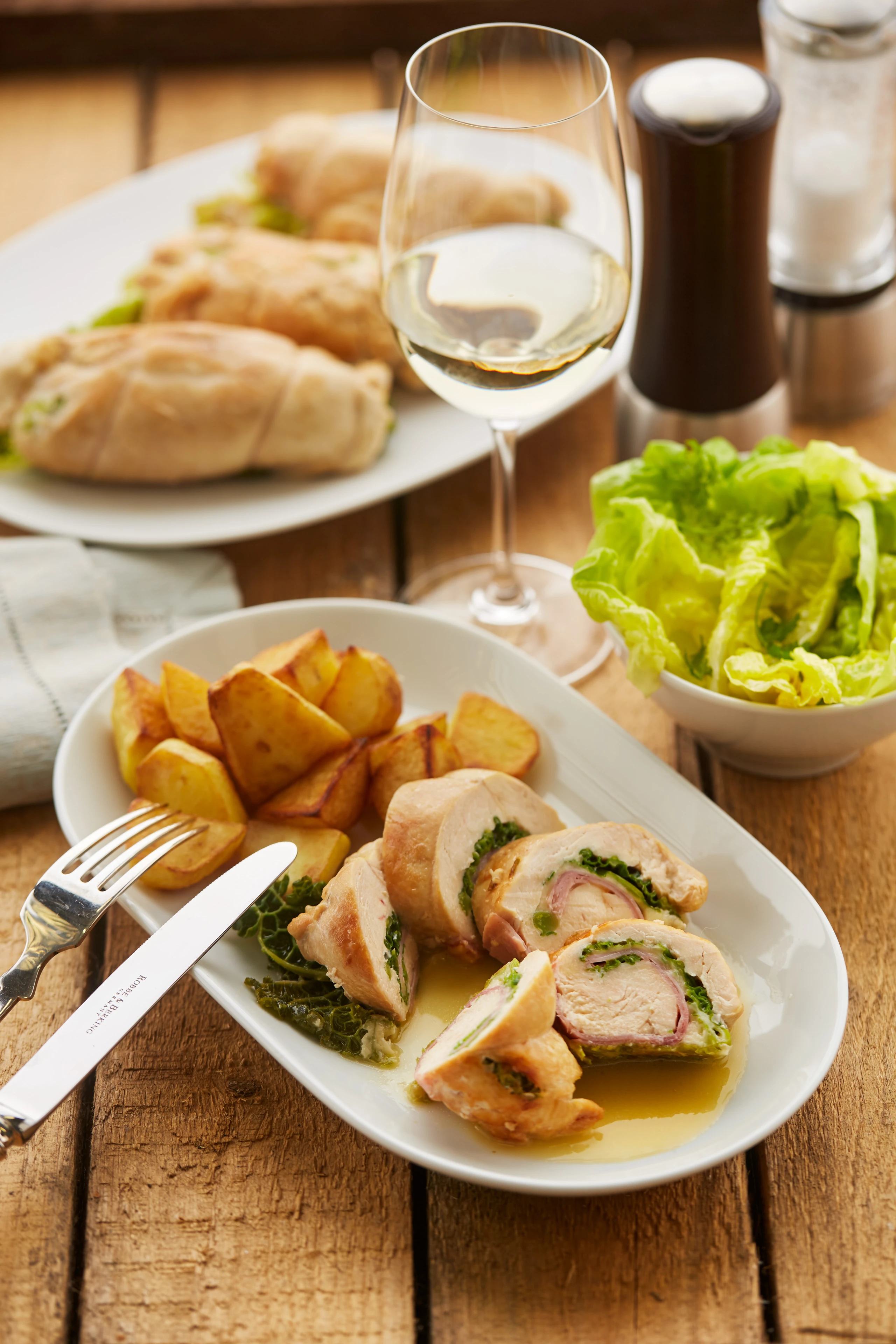 Hühnerrouladen mit Schinken-Käsefülle