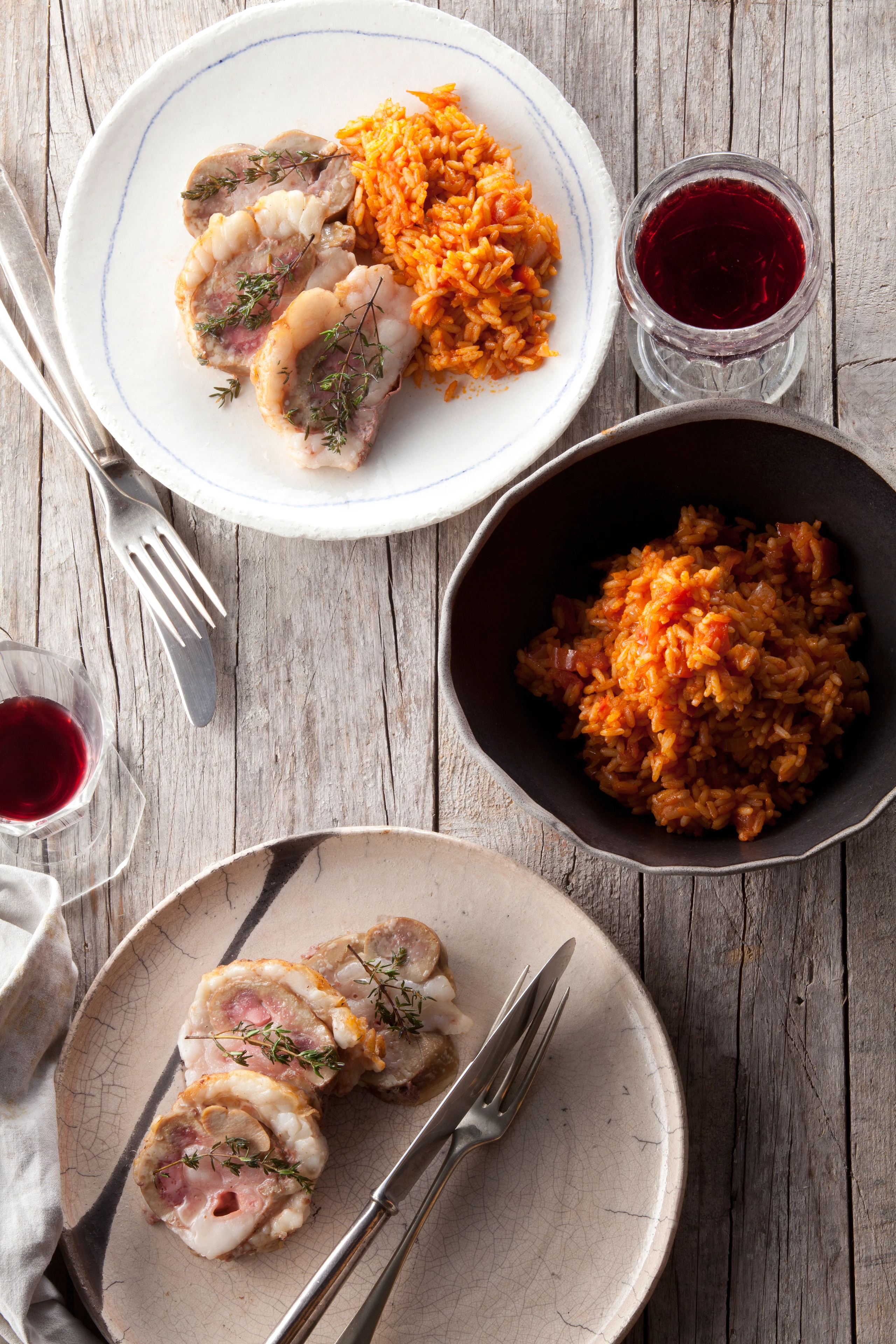 Kalbsniere mit Senfsauce und Paradeiserreis