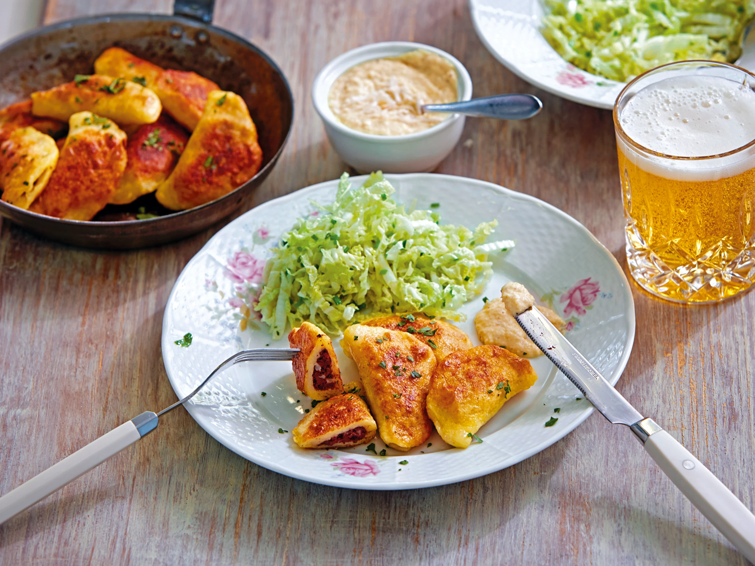 Blunzentascherl mit Most-Krensauce