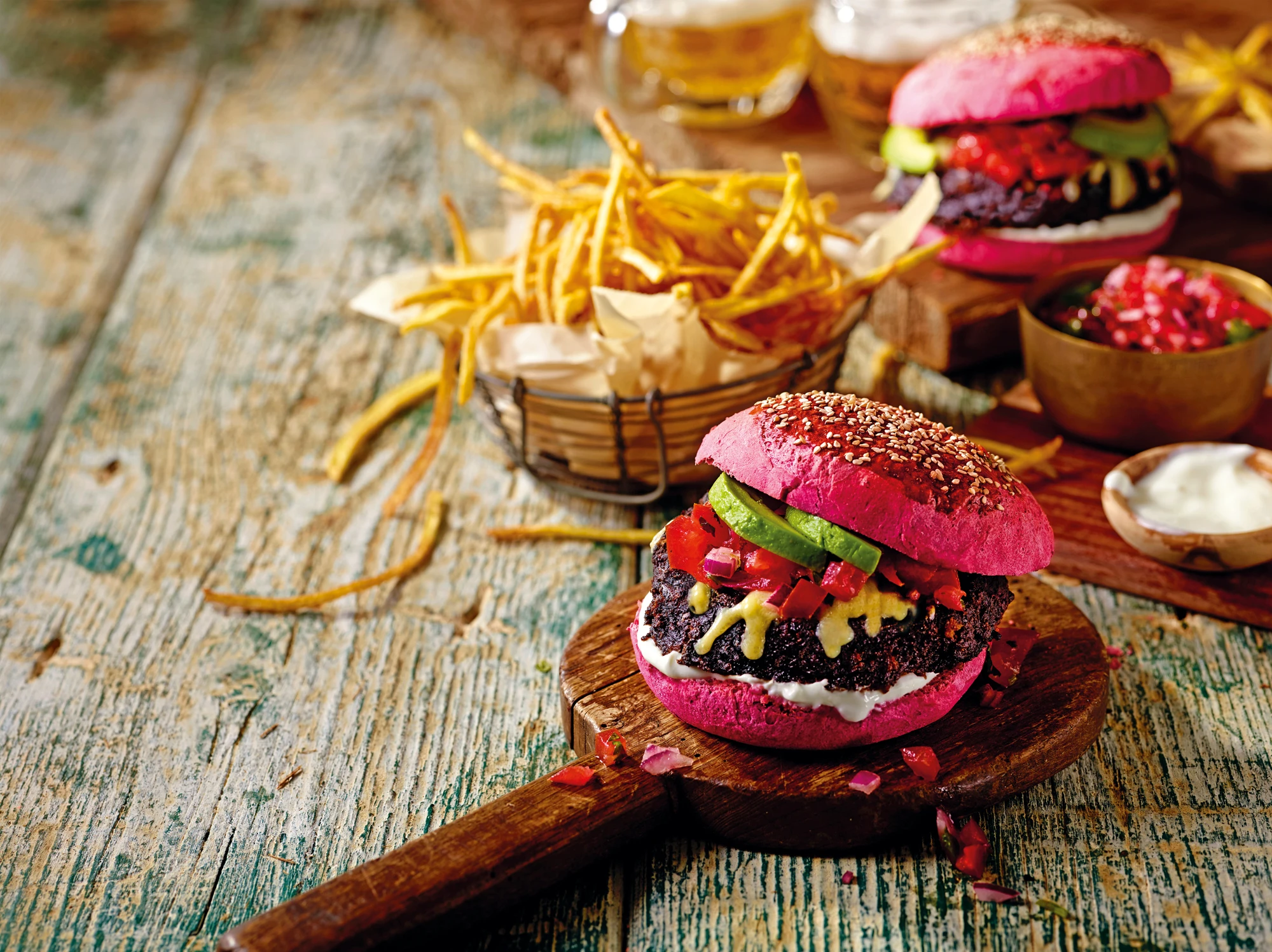 Pinke Veggie-Burger