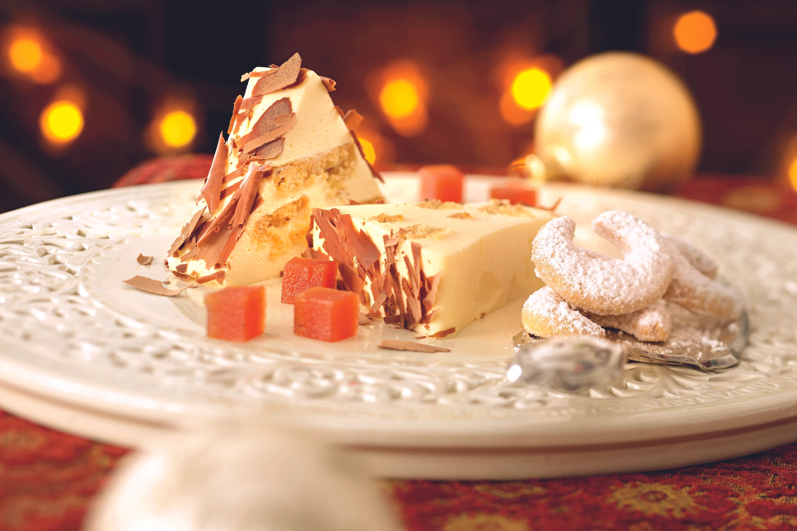 Vanillekipferlterrine mit Apfelmuswürfeln