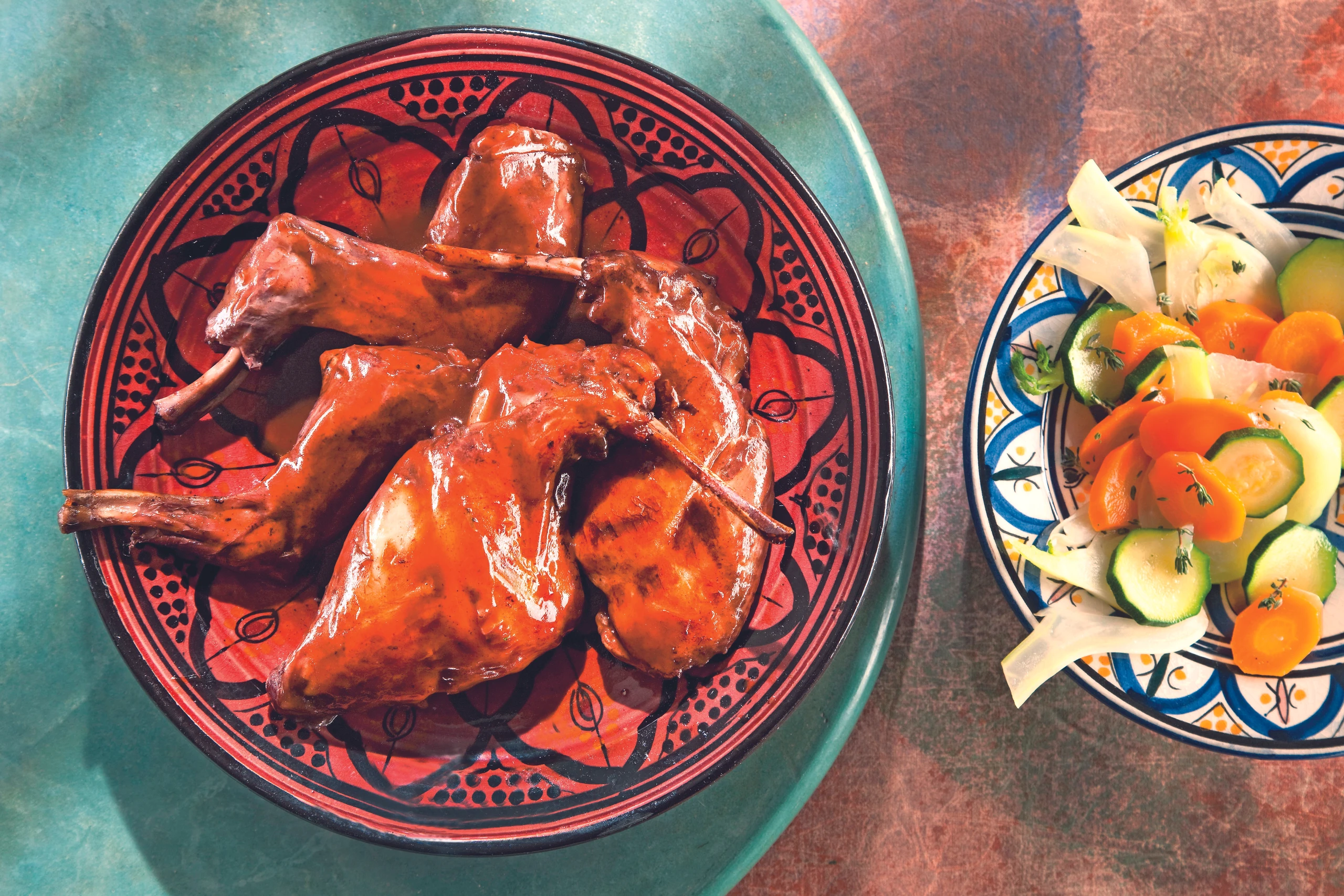 Kaninchen in Rotwein gekocht