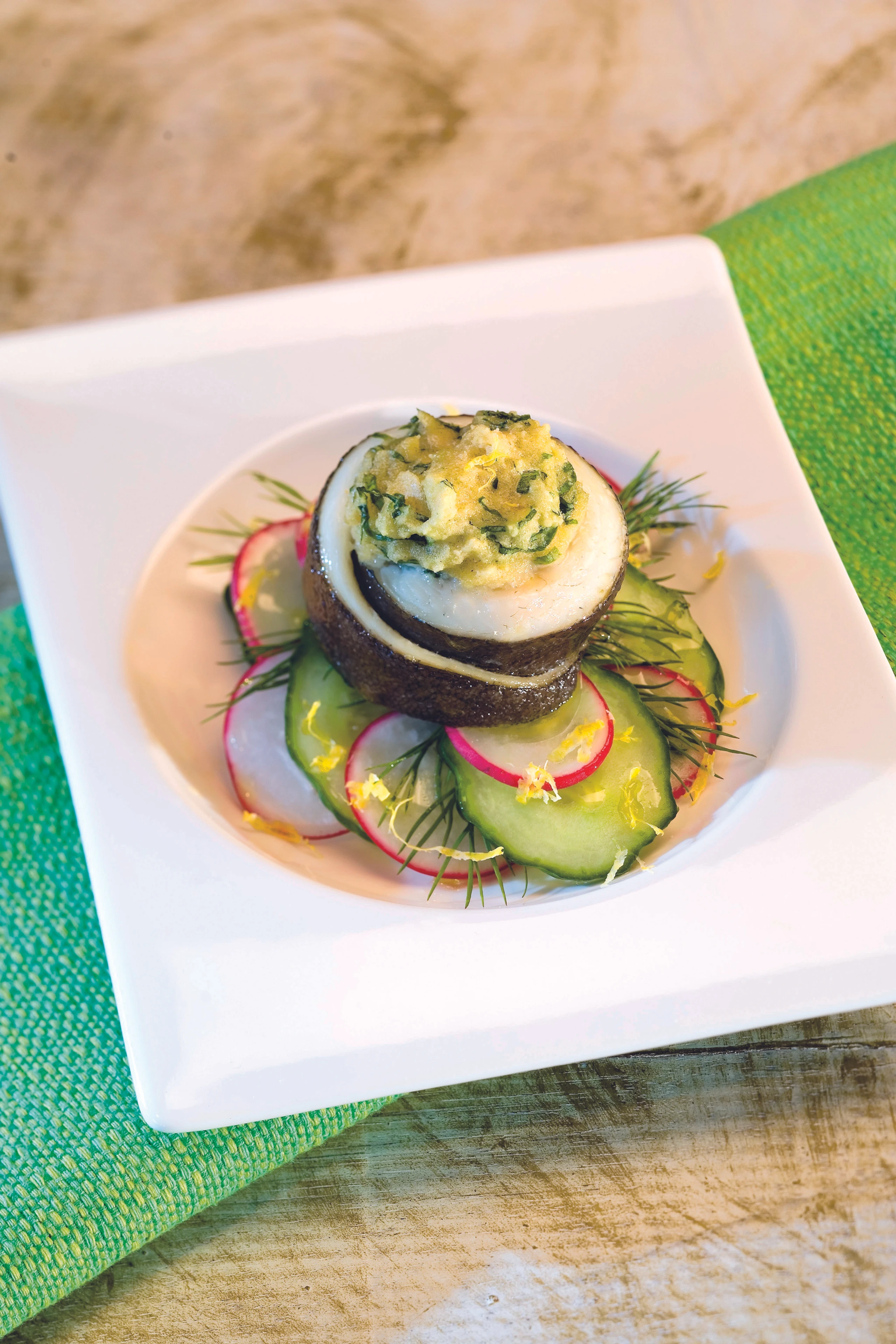 Schollenröllchen mit Bärlauchhaube