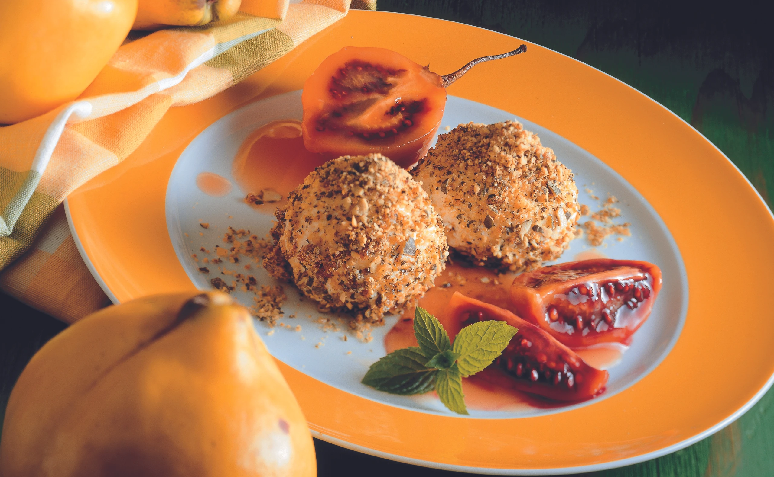 Quittennockerl mit Kürbiskrokant