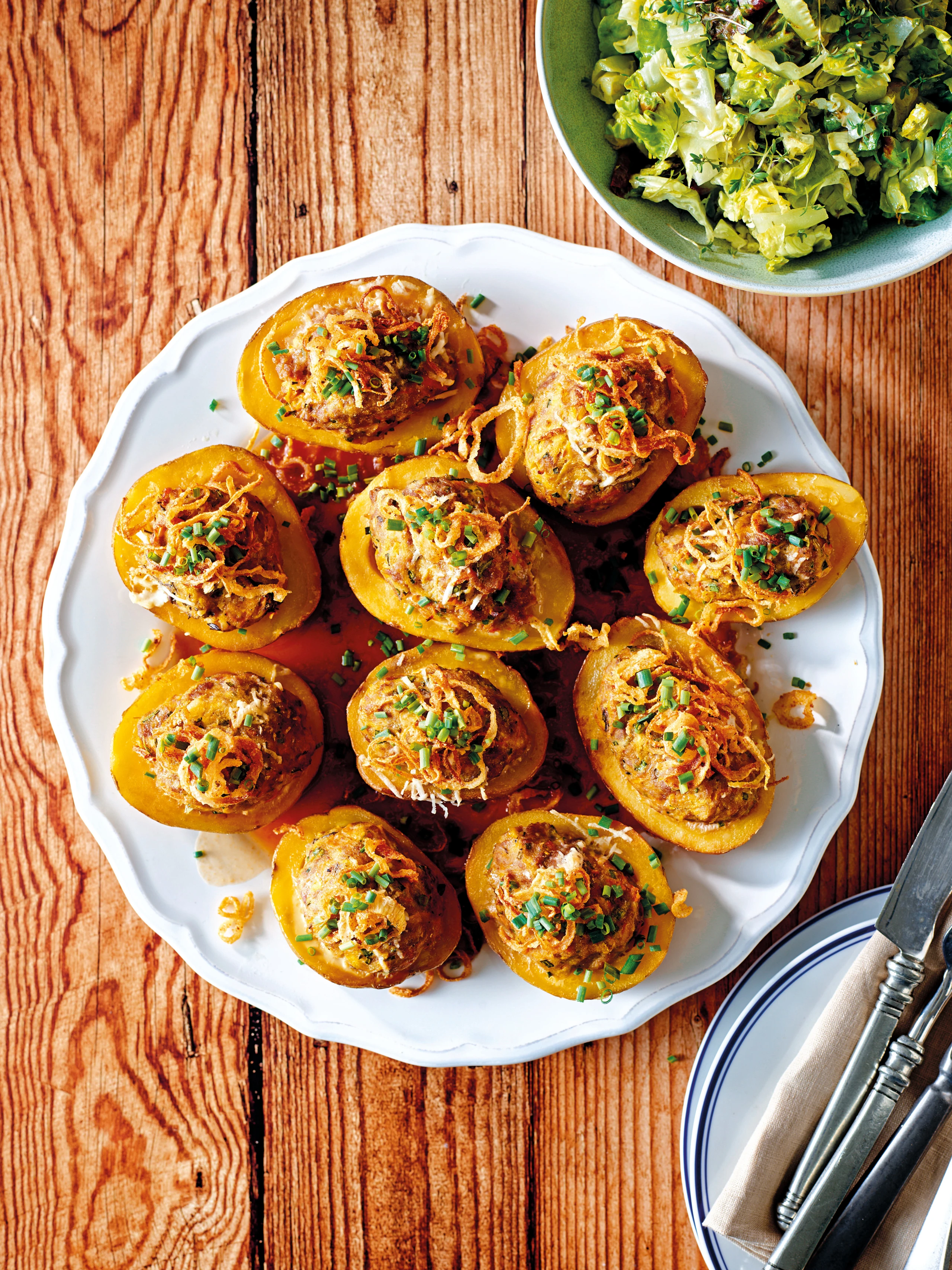 Gefüllte Erdäpfel à la Zwiebelrostbraten