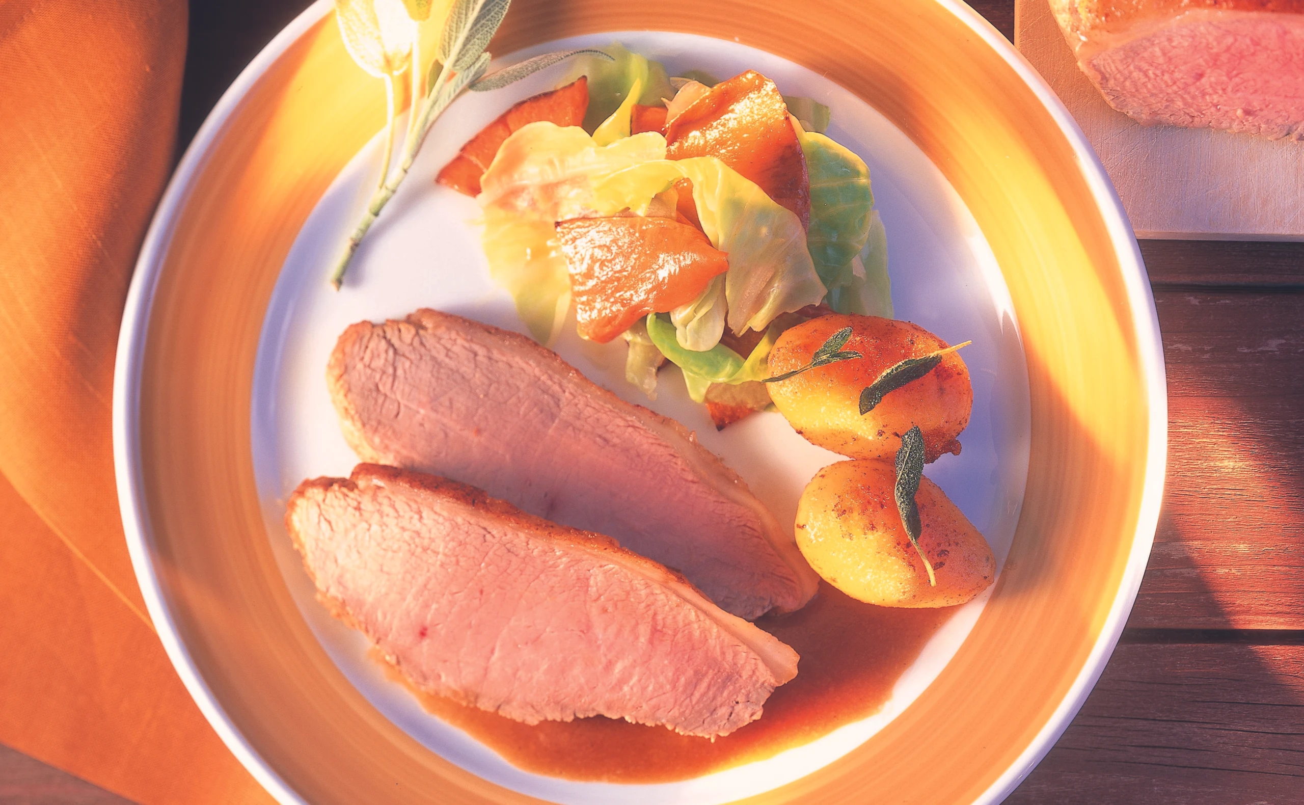 Glacierter Kalbstafelspitz mit Kürbiskraut