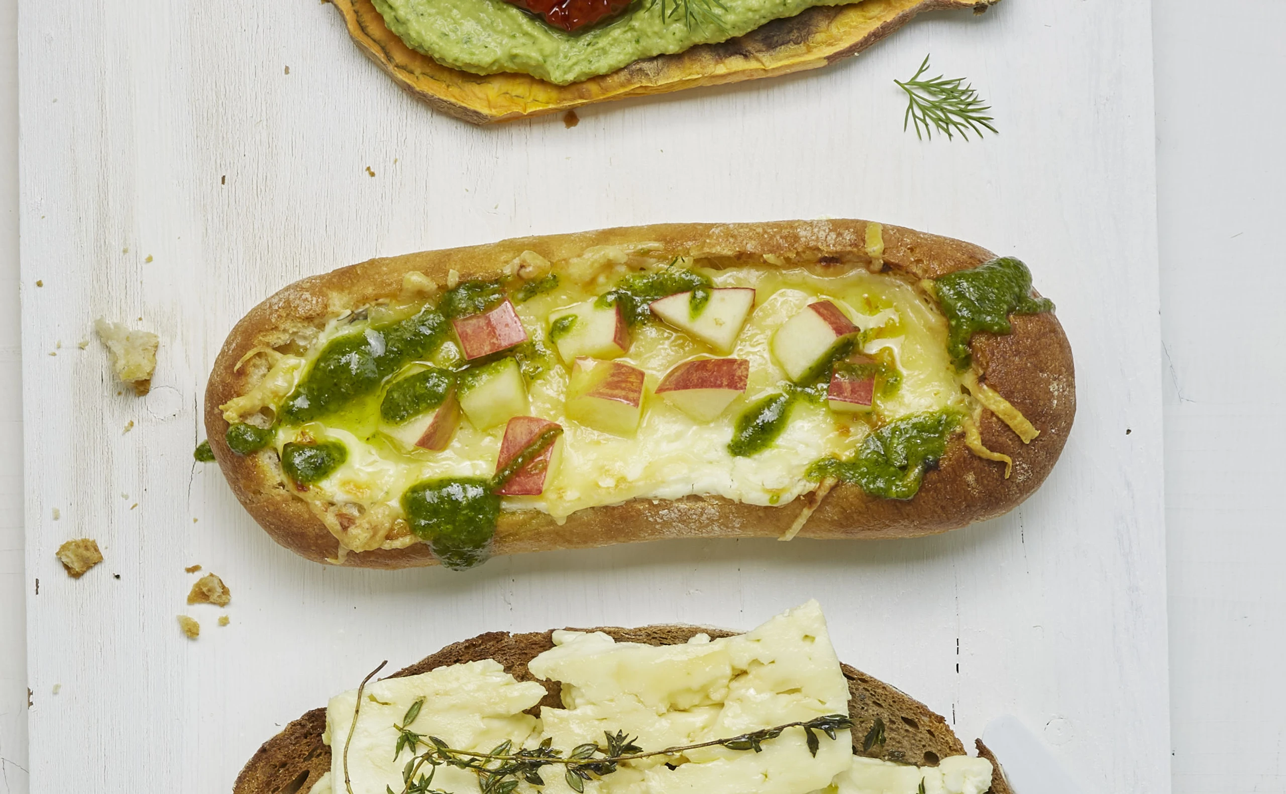 Mini-Käse-Fondue im Baguette